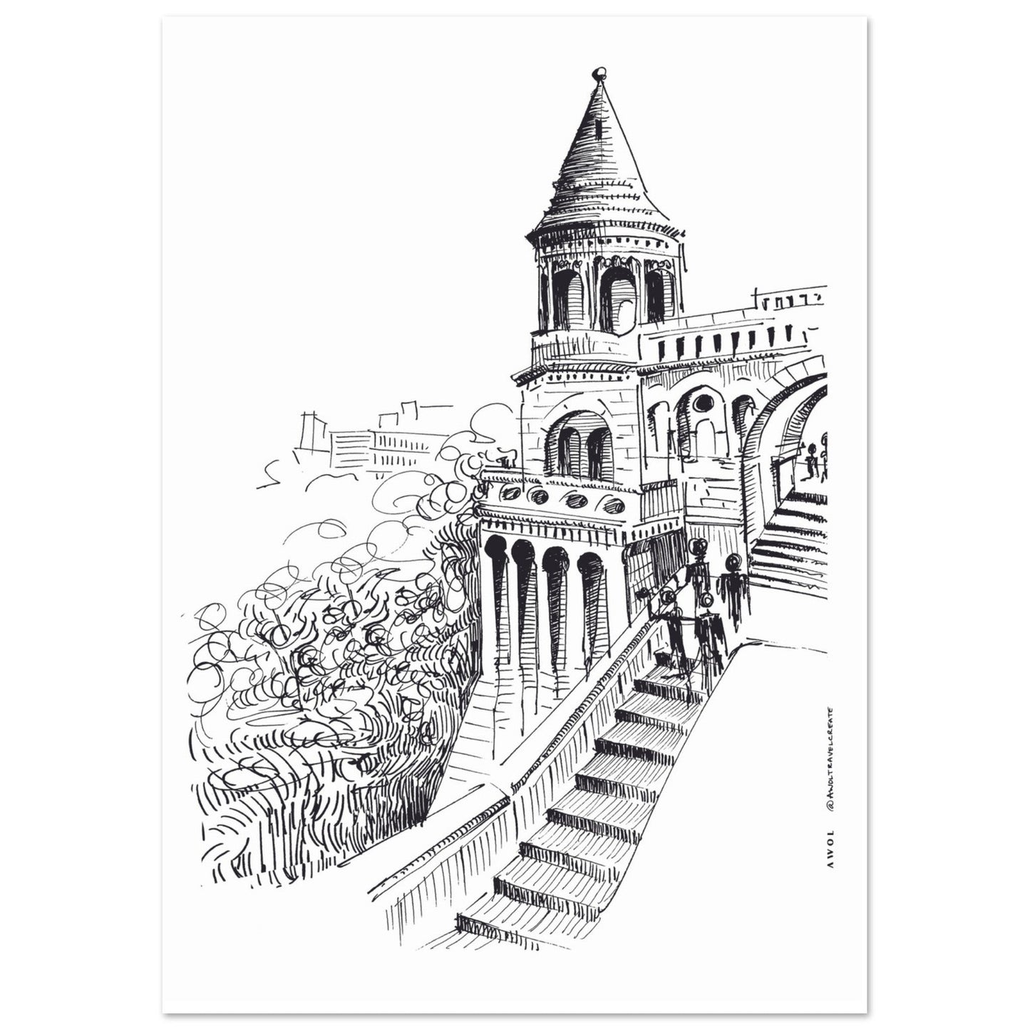 Castle On A Hill Overlooking Budapest: Hungary City Landscape, Premium Matte Paper Poster - Creations Awol