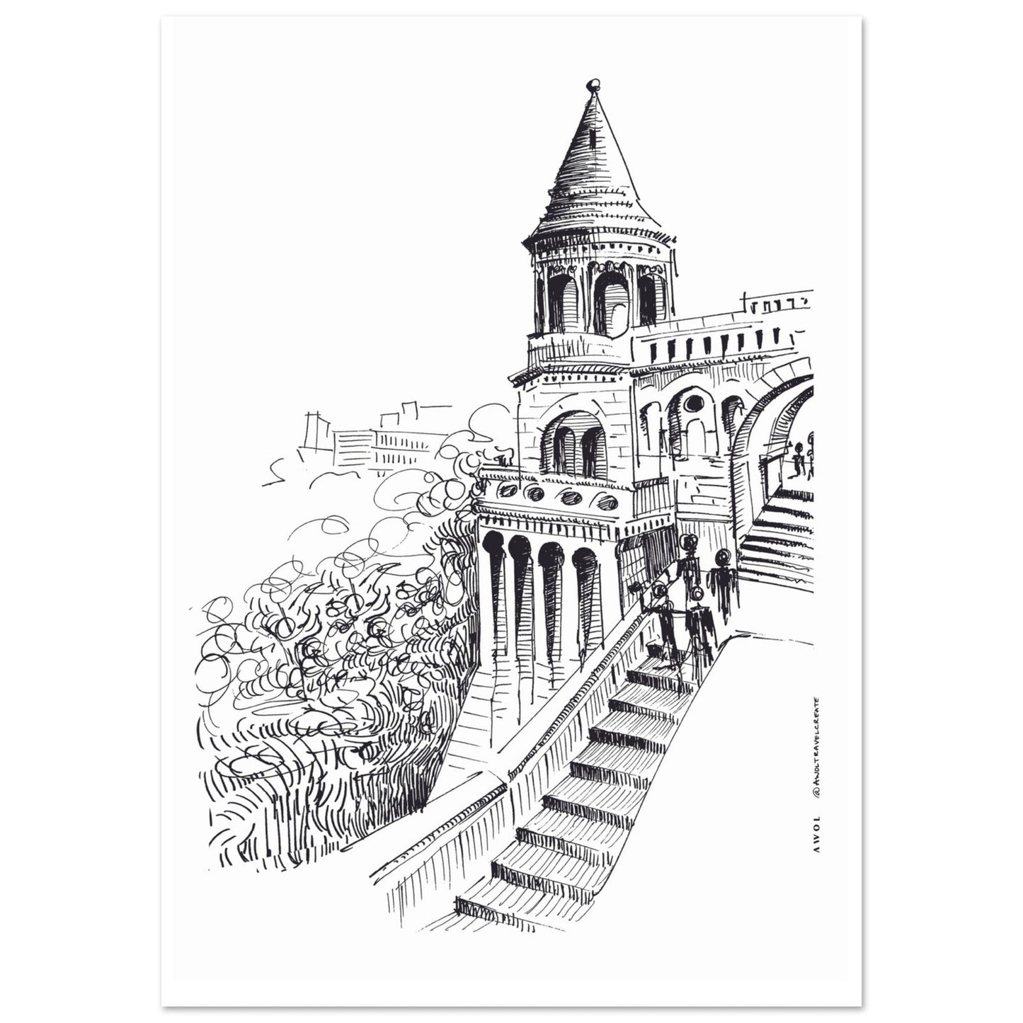 Castle On A Hill Overlooking Budapest: Hungary City Landscape, Premium Matte Paper Poster - Creations Awol