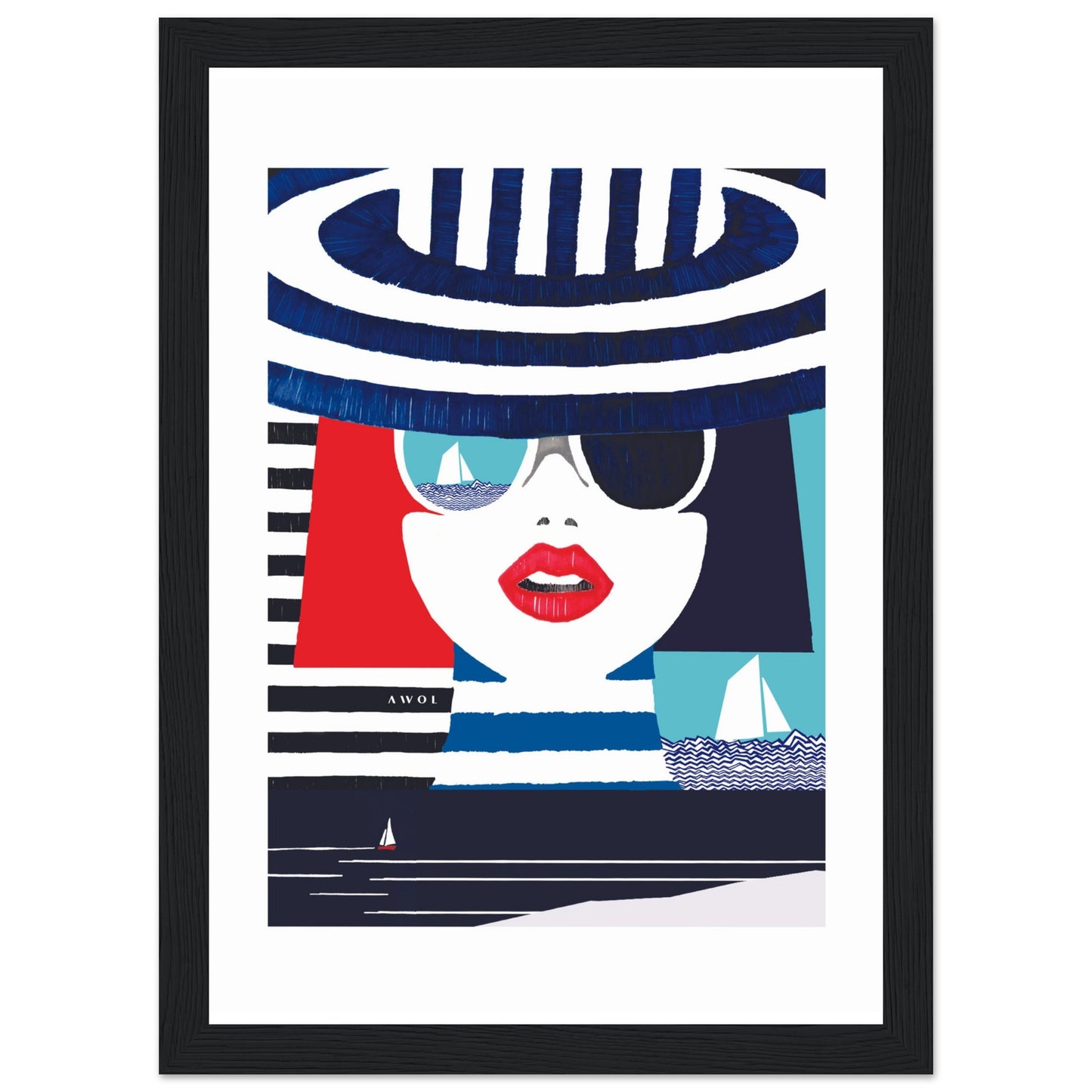 Portrait Of A Woman On The Beach: Mediterranean Wall Art, Framed Print