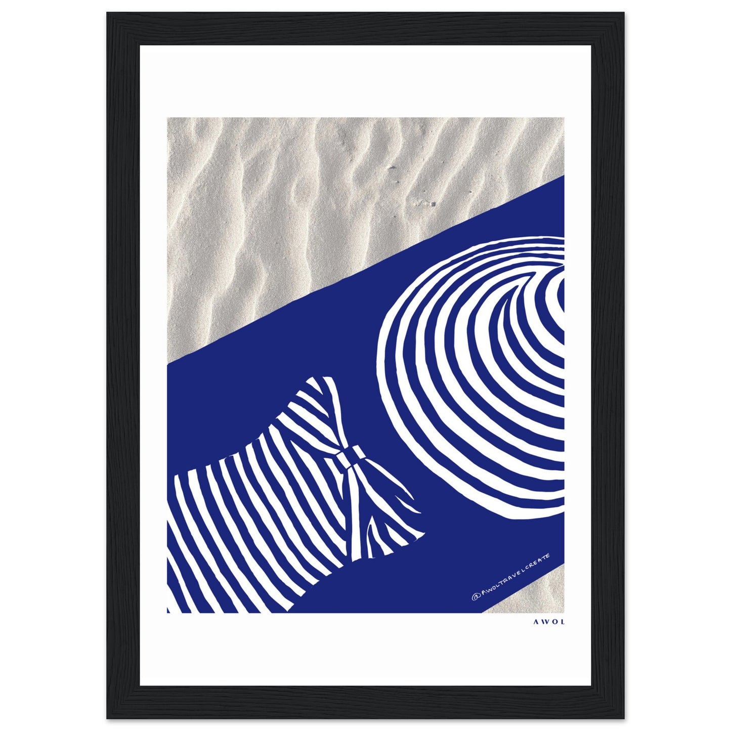 Woman In Oversized Hat And Stripes Sleeping On The Beach: Island Mood Classic Matte Paper Wooden Framed Art Print