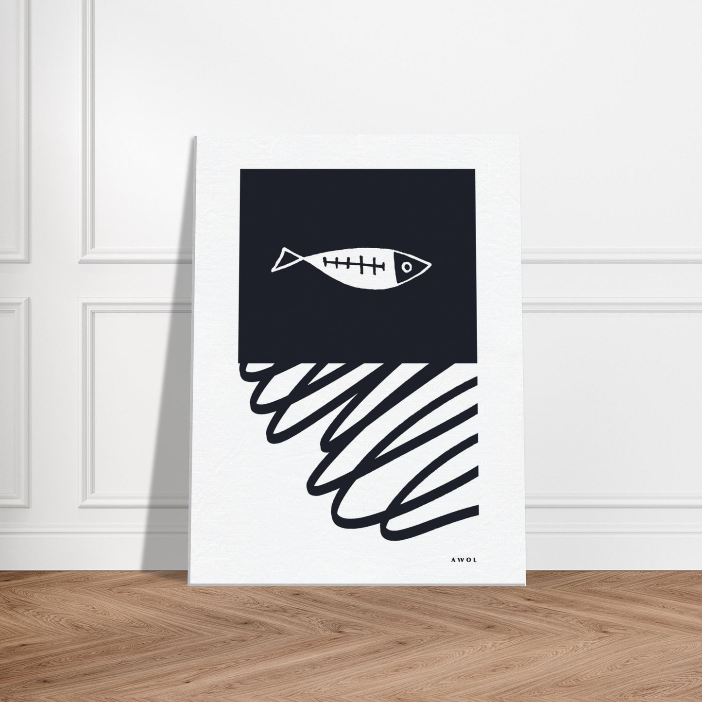 Minimalist Fish In Nordic Waters: Scandi Love Canvas Art Print