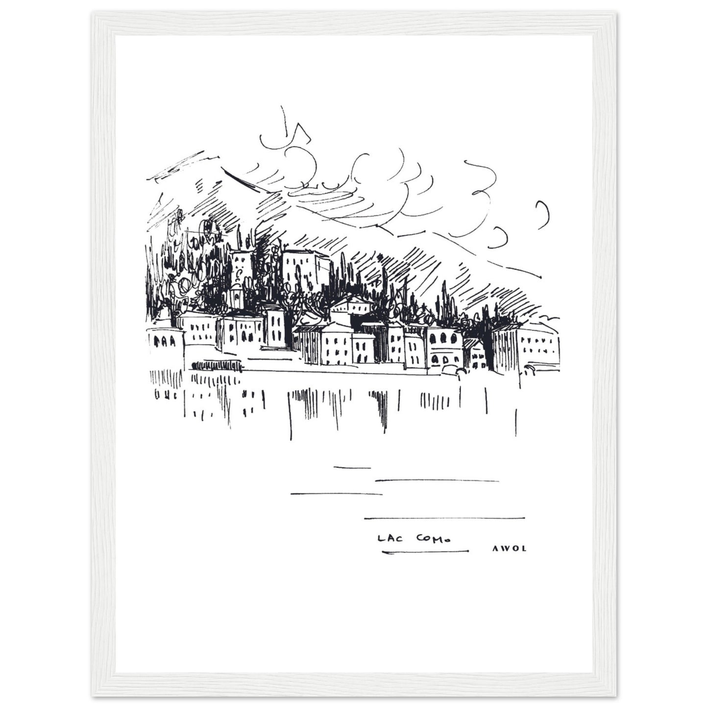 Italian Scenery Wall Art With Villas On A Hill In Lake Como, Framed Art Print