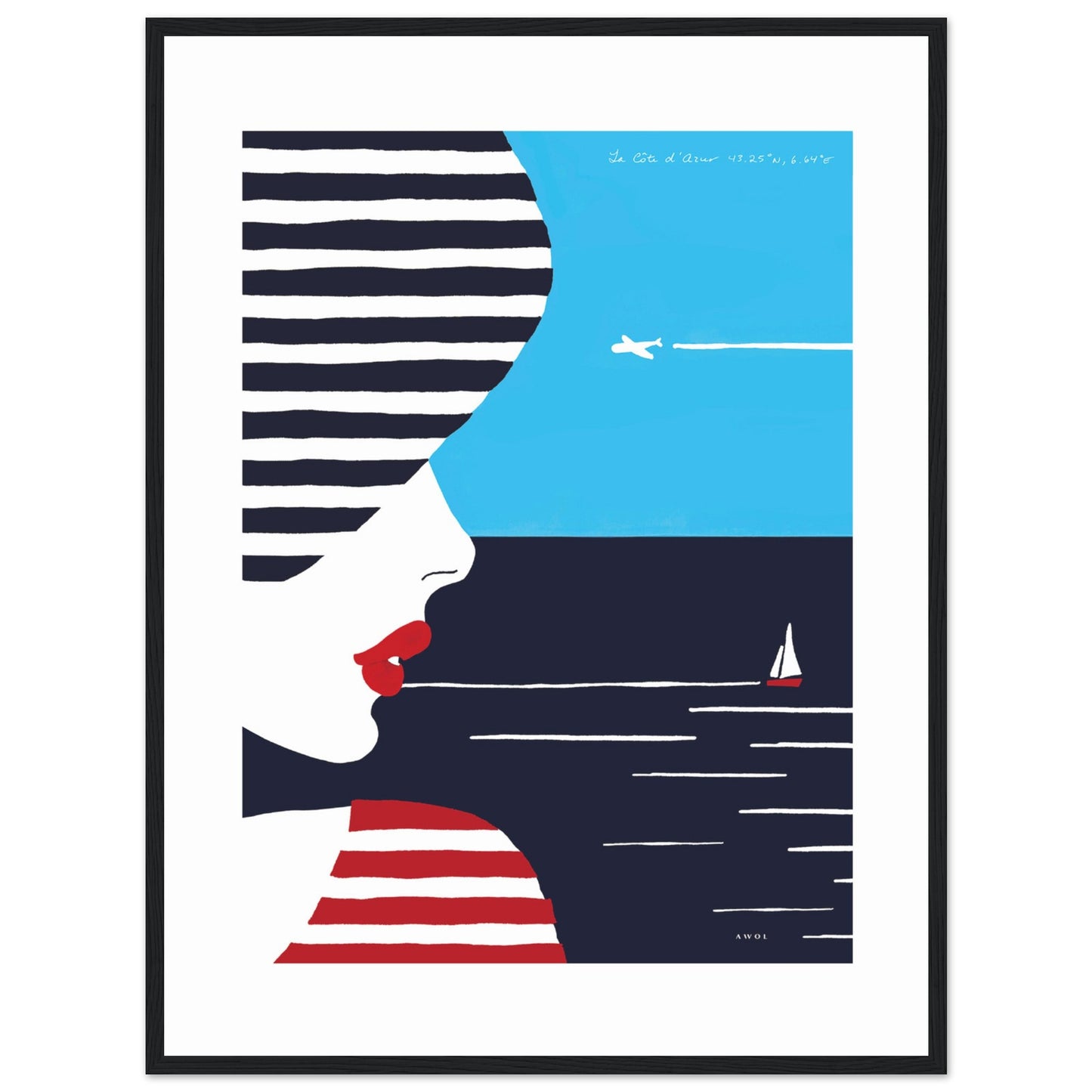 Portrait Of A Woman Looking At The Sea In The South Of France: Slow Living: Classic Matte Paper Wooden Framed Art Print