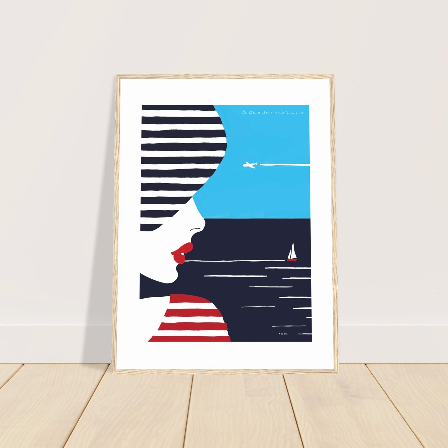 Portrait Of A Woman Looking At The Sea In The South Of France: Slow Living: Classic Matte Paper Wooden Framed Art Print