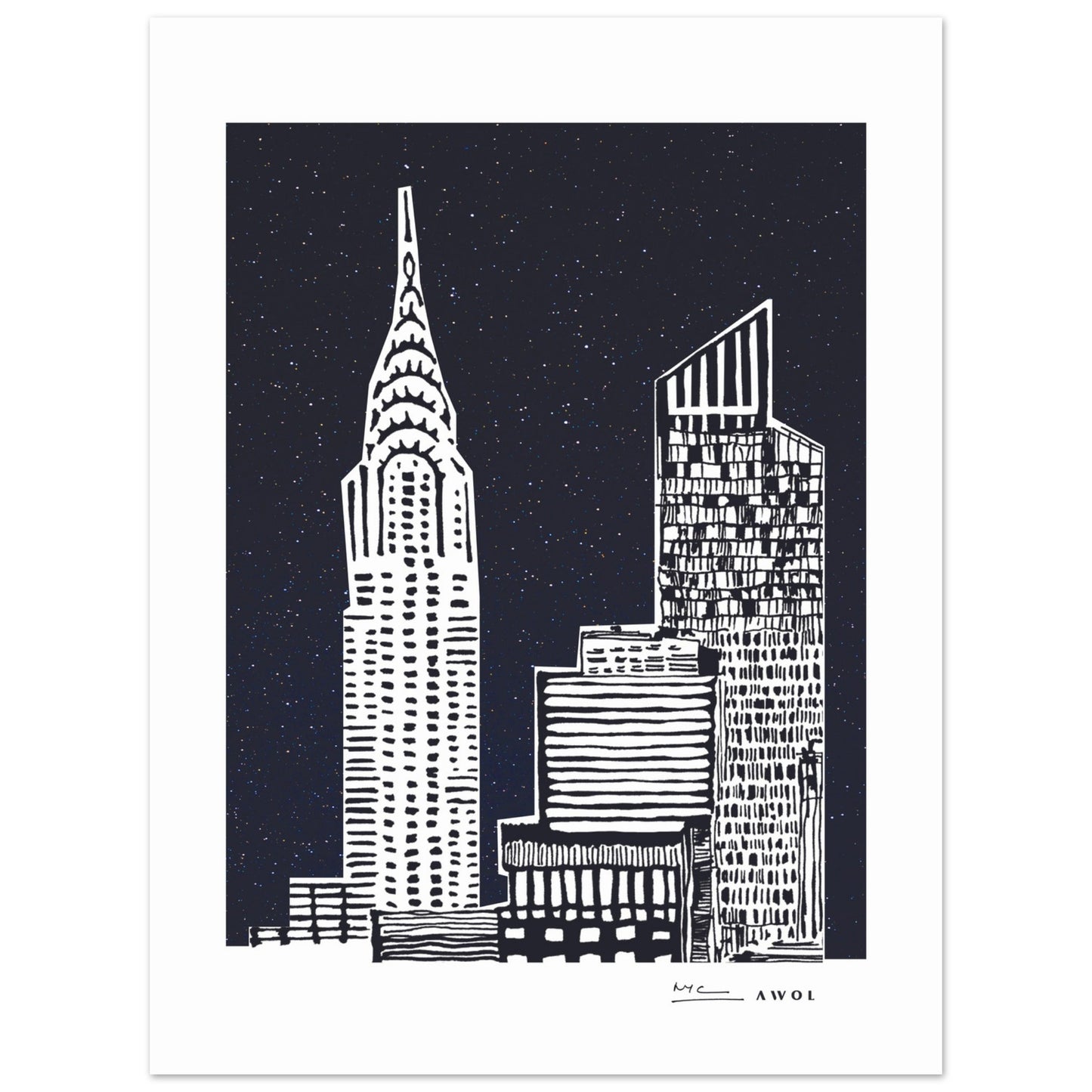 New York City At Night, Manhattan Abstraction: Poster Print