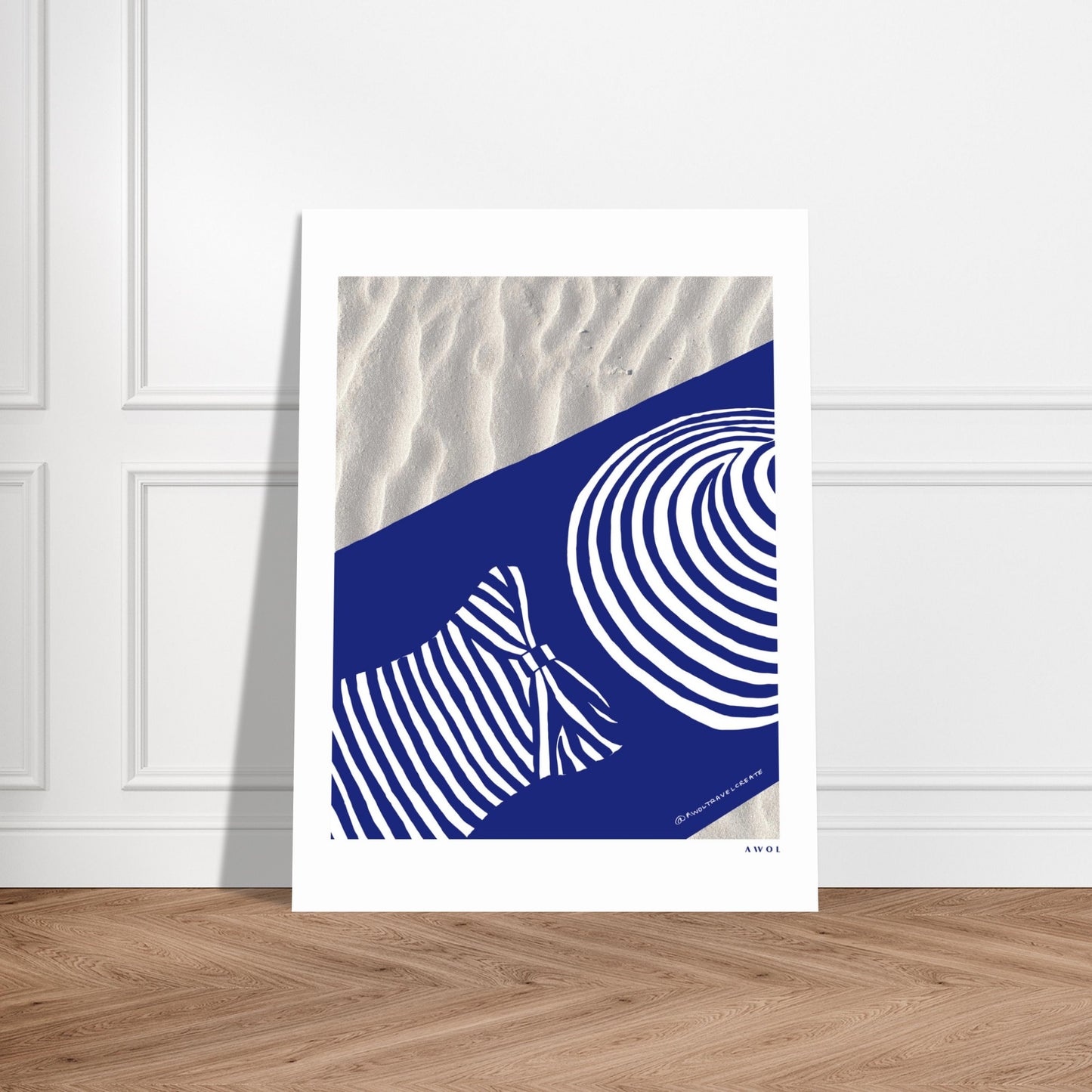 Woman In Oversized Blue Striped Hat Tanning On The Beach: Vacation Vibes Classic Matte Paper Poster