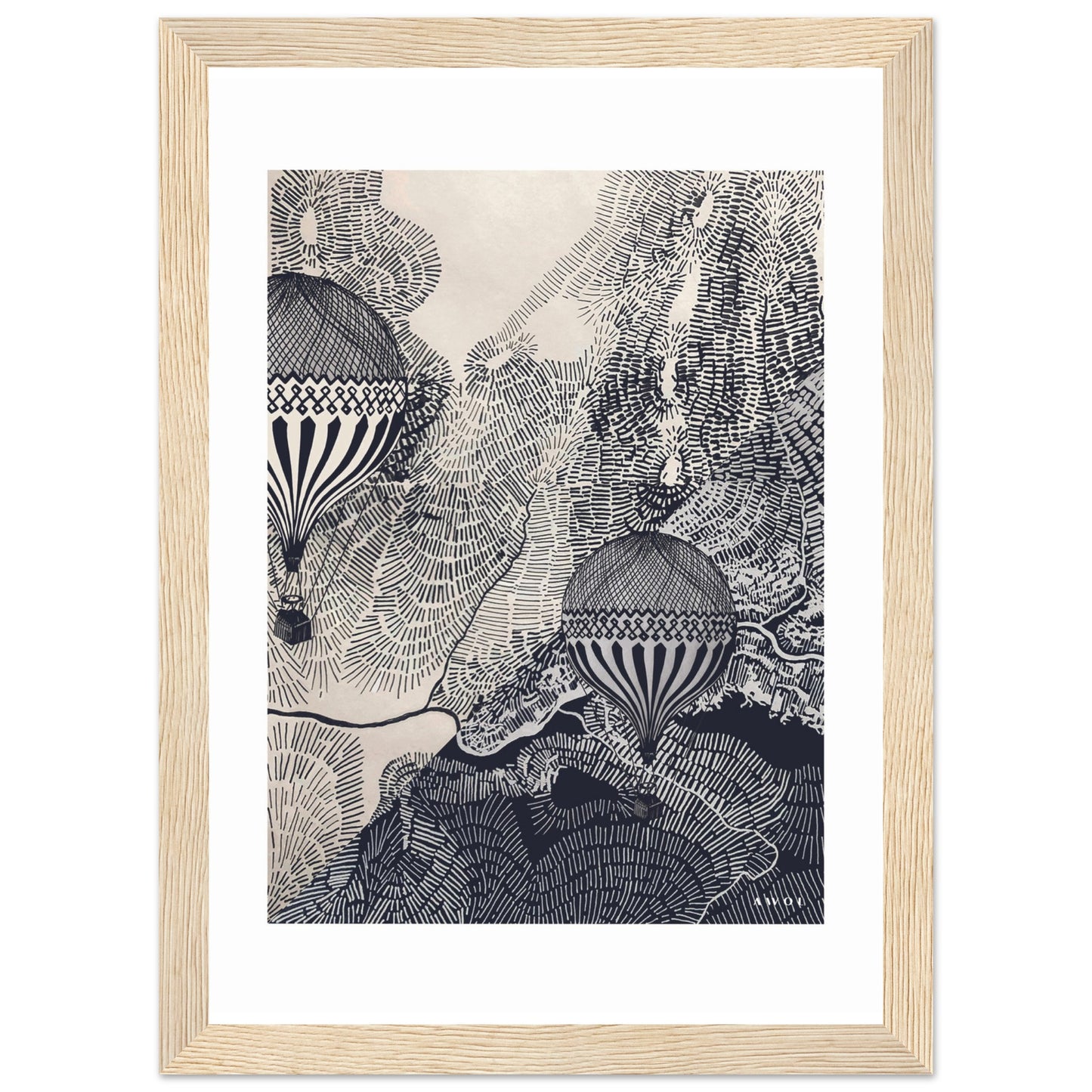 Dreaming Big: Hot Air Balloon Travel In The Sky, Framed Art Print