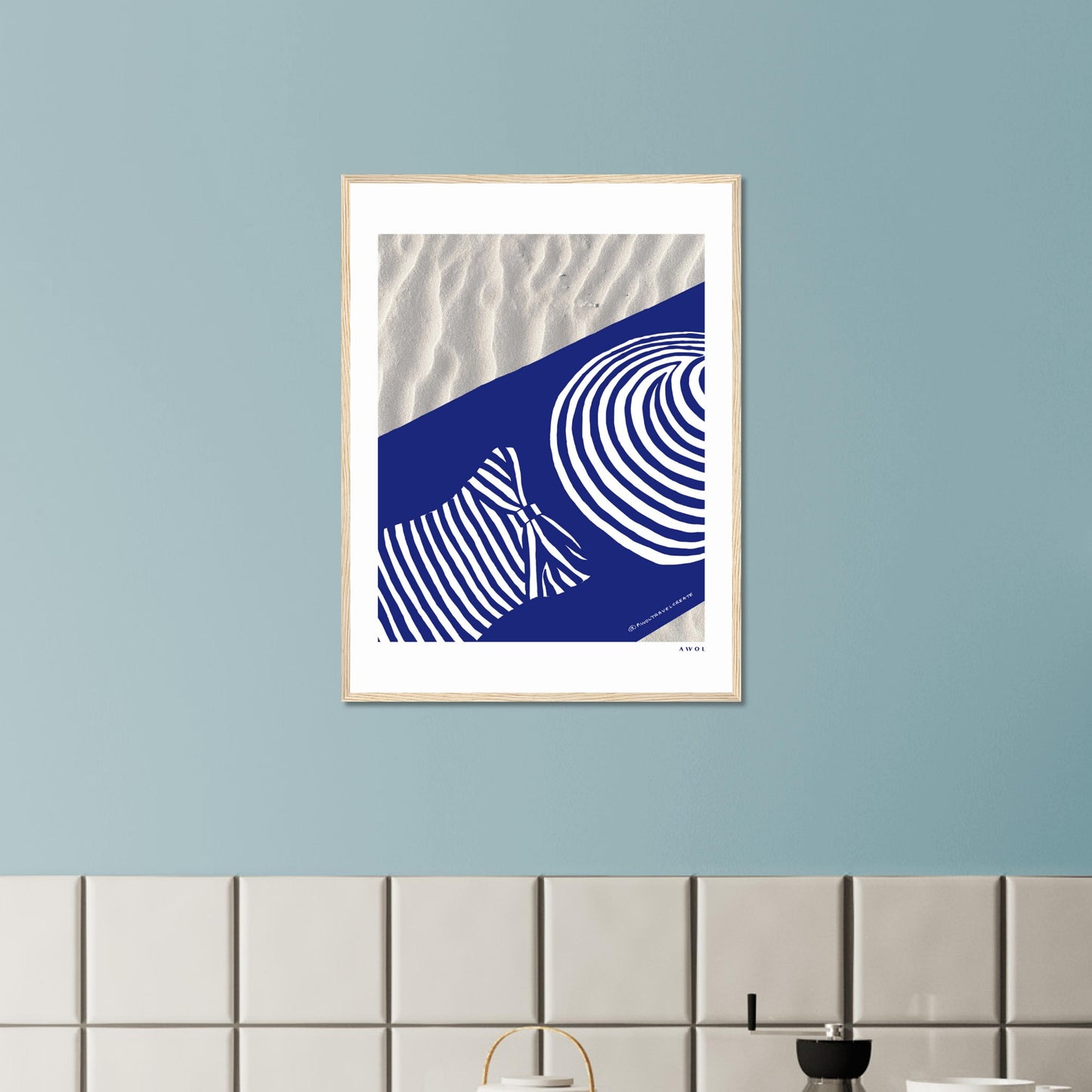 Woman In Oversized Hat And Stripes Sleeping On The Beach: Island Mood Classic Matte Paper Wooden Framed Art Print