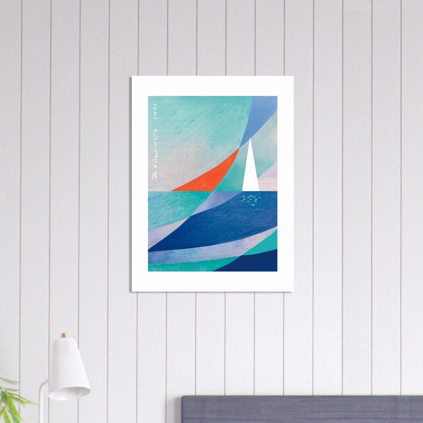 Sailing On Windy Seas, Abstract Sea Wall Art With Sailboat On The Med: Aluminum Print