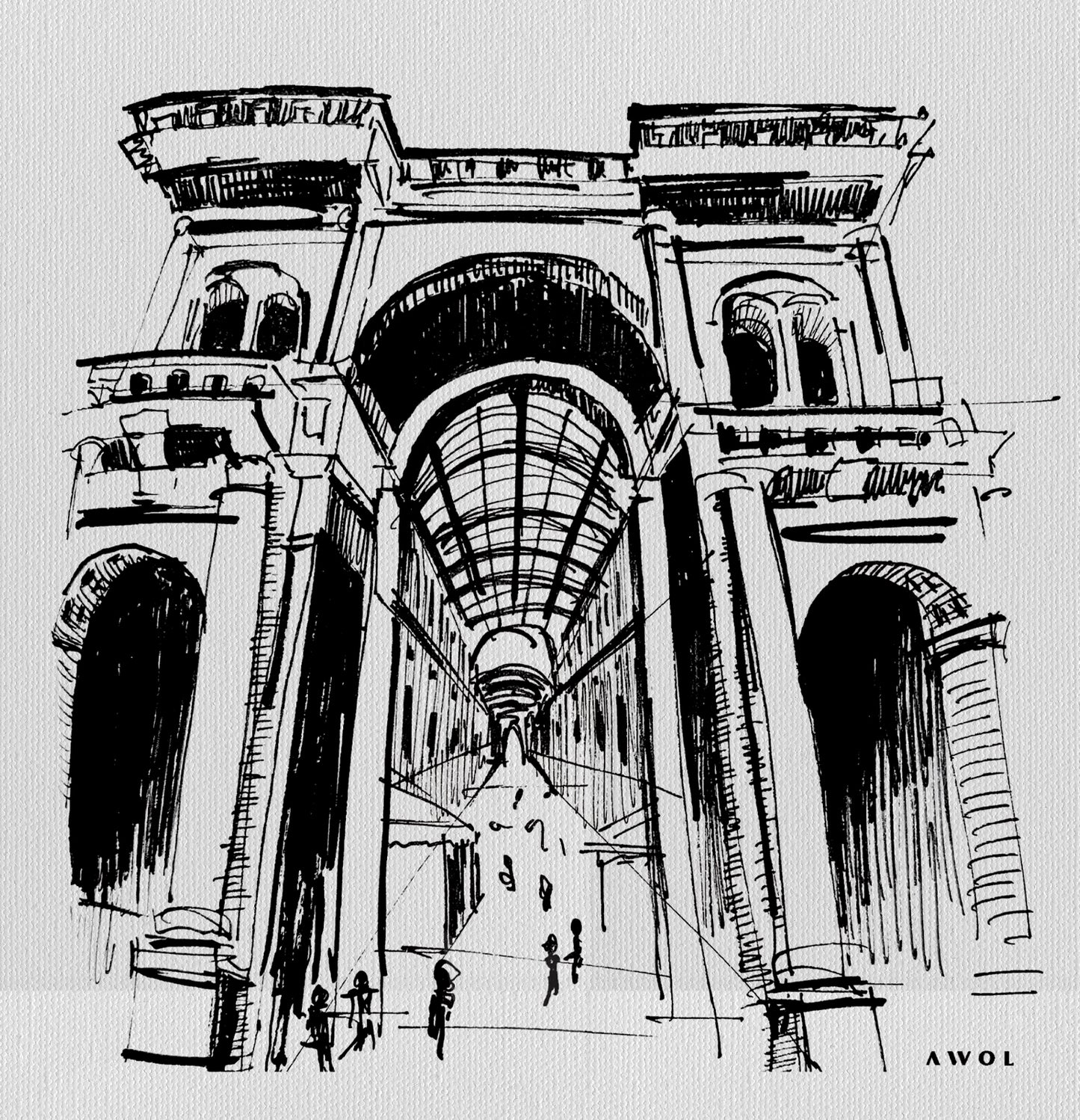 Milan City Elegance, Luxury Shopping Landmark Art: Canvas Print