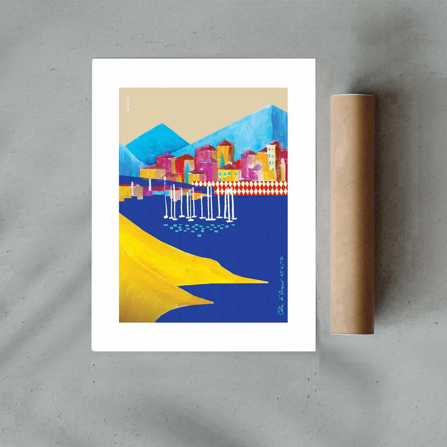 Colourful Seaside Towns And Mountains, Landscape Art, Travel Poster Print