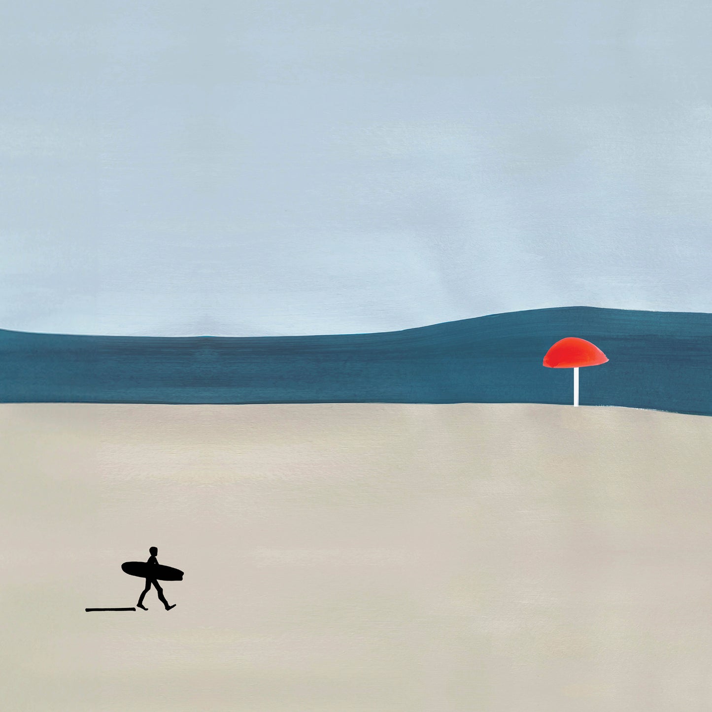 Toward the Wave: Surfer On The Beach, Fine Art Wooden Framed Poster
