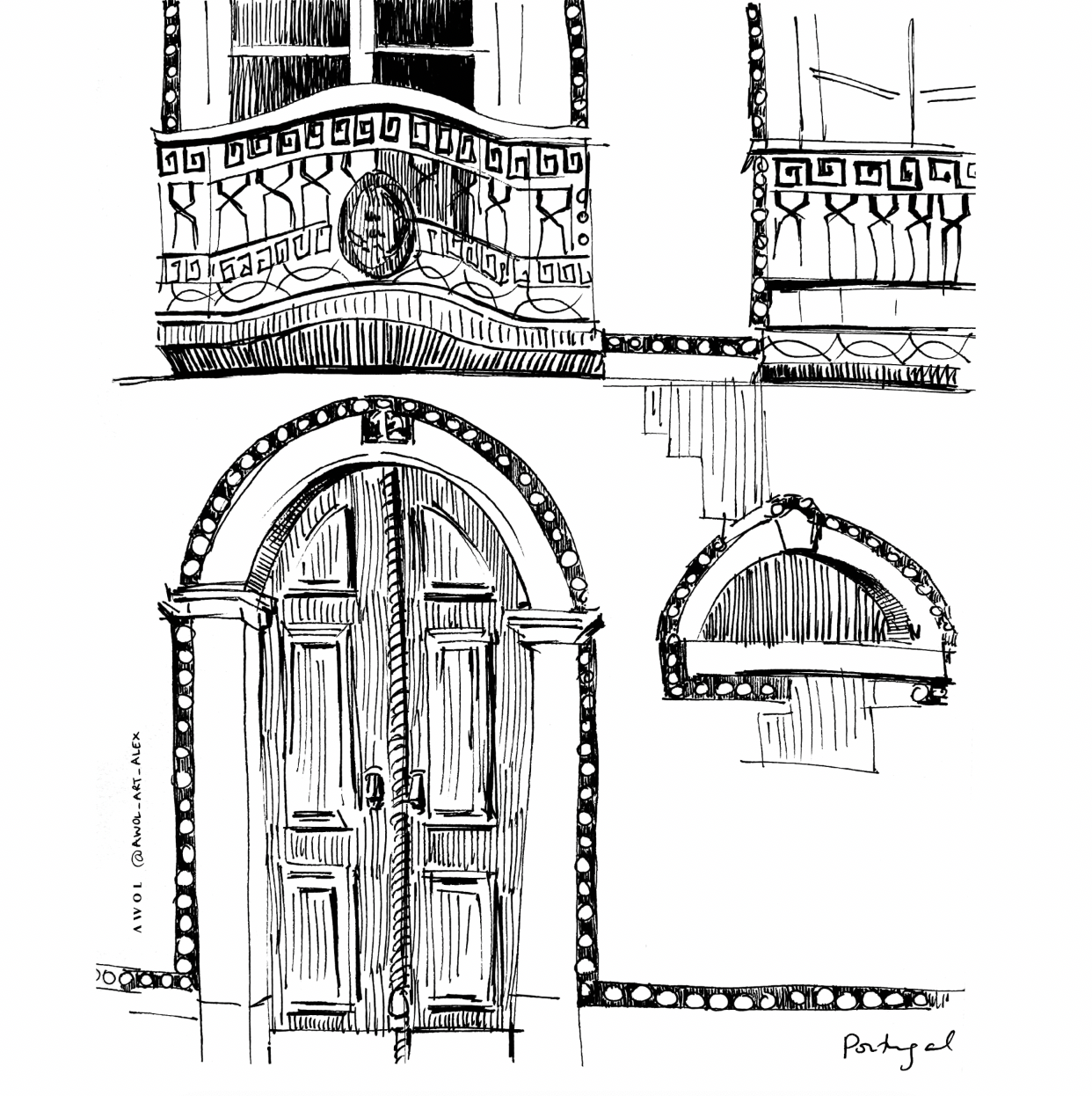 Elegant Entrance: Portugal Architecture, Fine Art Framed Poster