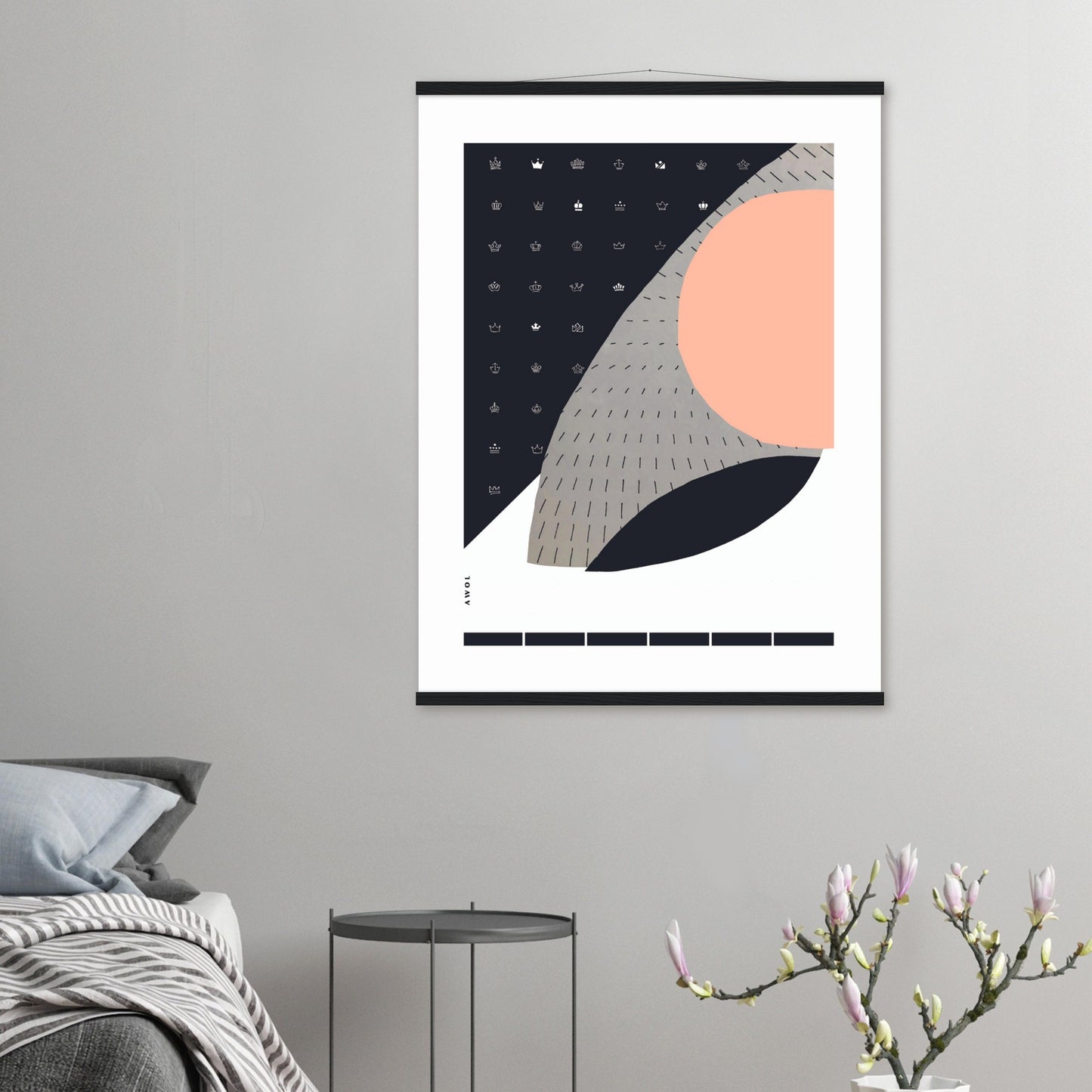 Scandinavian Art Print With Minimalist Pattern, Collage Art: Poster with Hanger