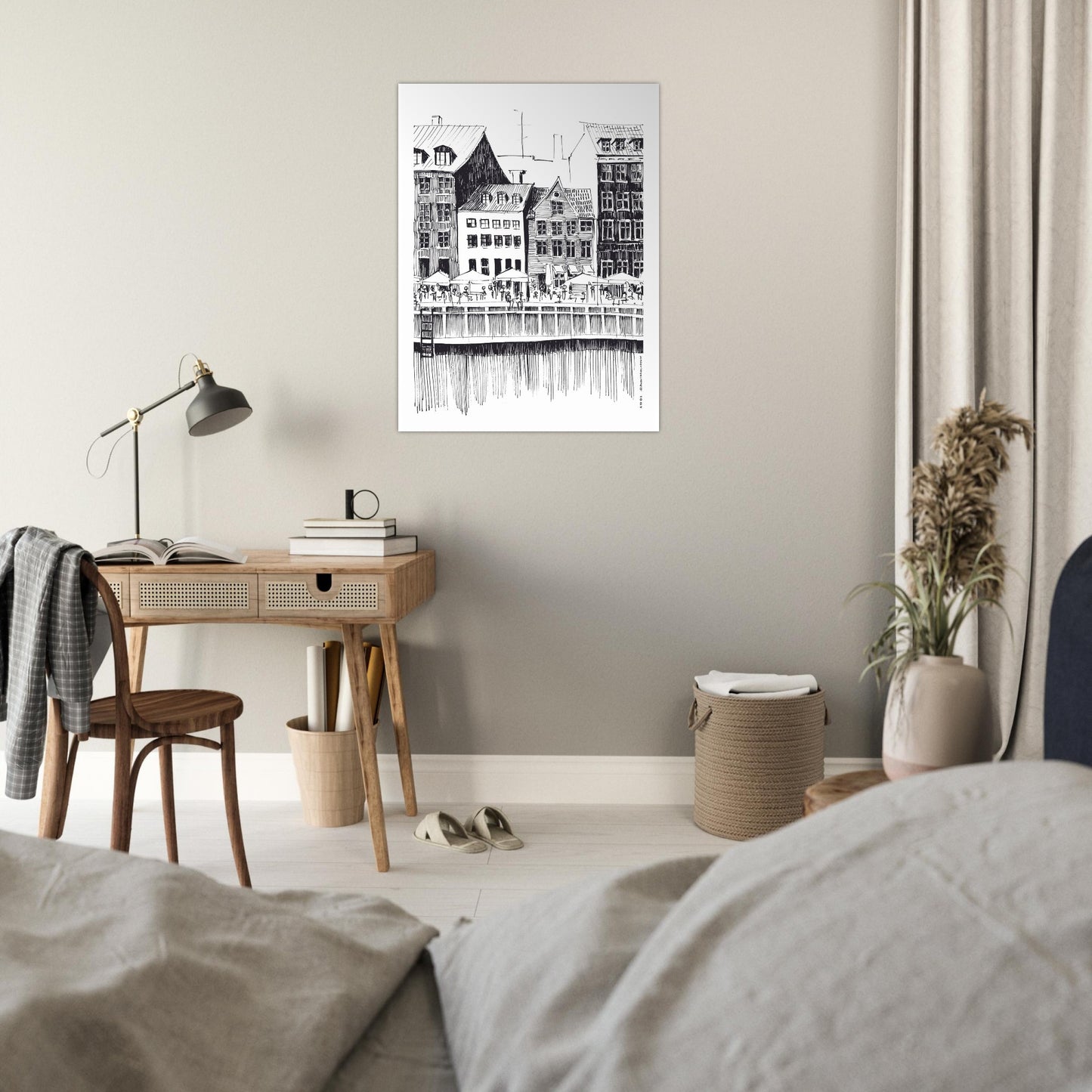 Saturday Afternoon By Nyhavn Canal In Copenhagen, Denmark: Premium Matte Paper Art Print