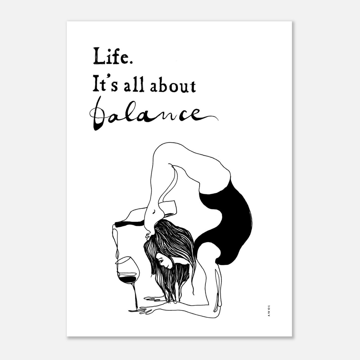 Funny Life Quote and Modern Spirituality Art Print: Yoga Poster Print