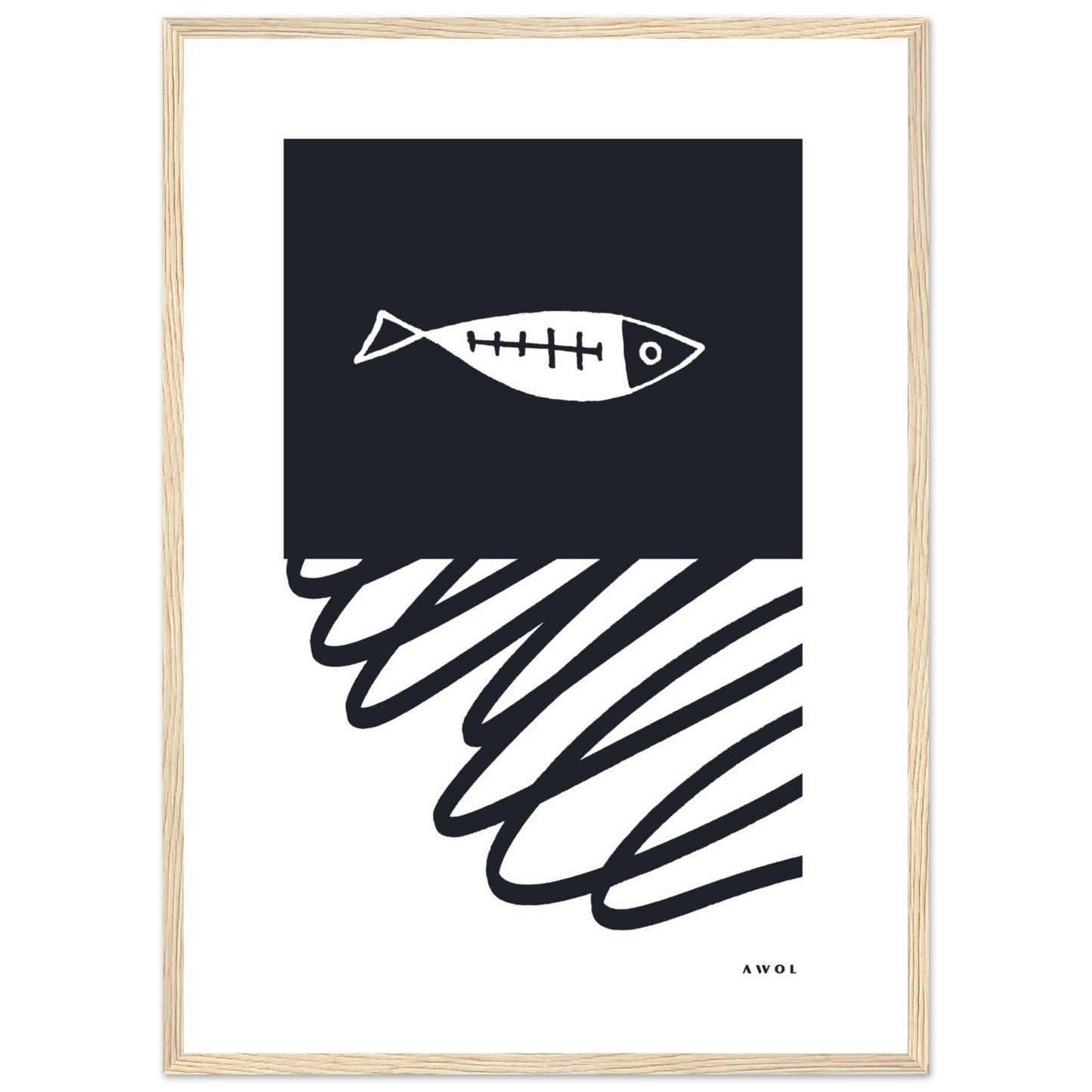 Minimalist Wall Decor, Scandinavian Wall Art With Fish: Framed Art Print