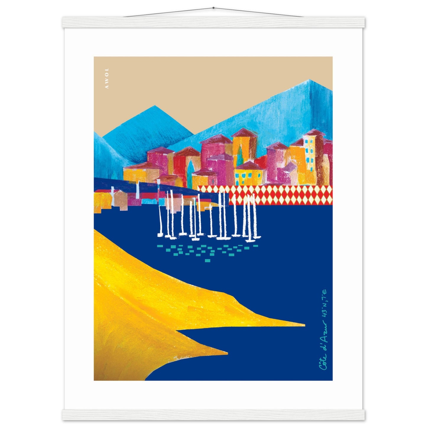 Colourful Villas On the Mediterranean Sea, Travel Poster With Hanger