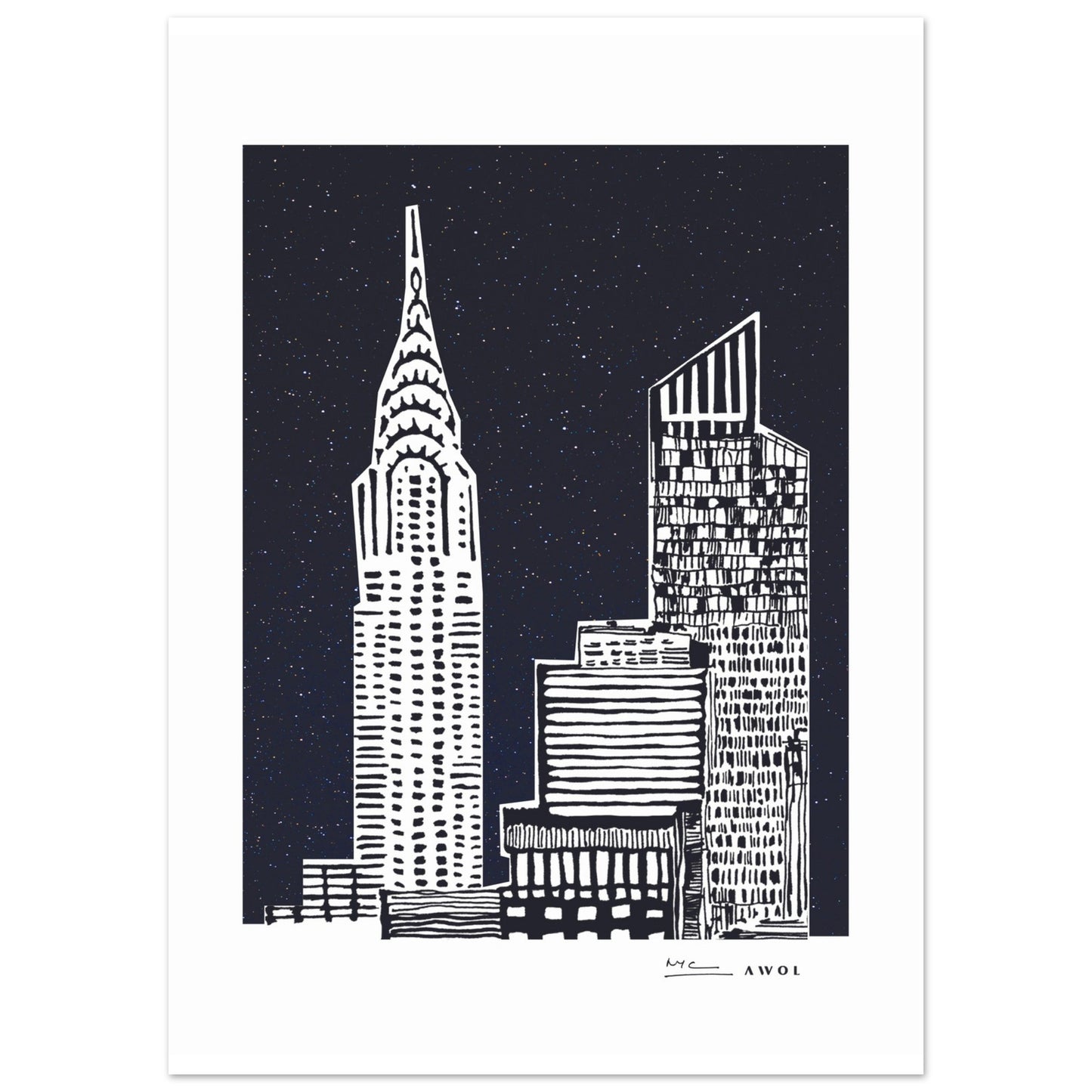 New York City At Night, Manhattan Abstraction: Poster Print