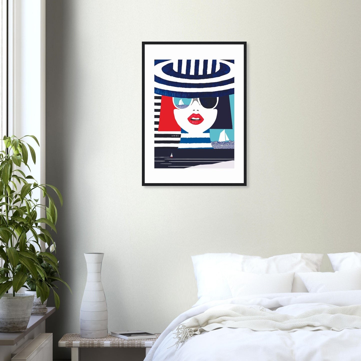 Portrait Of A Woman On The Beach: Mediterranean Wall Art, Framed Print