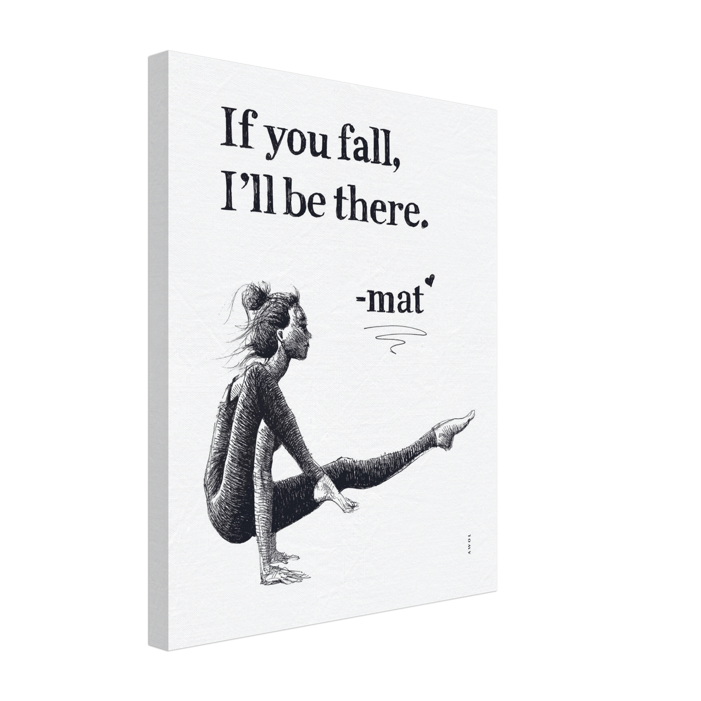 Woman In Yoga Pose On Yoga Mat With Inspirational Quote: Canvas Art Print