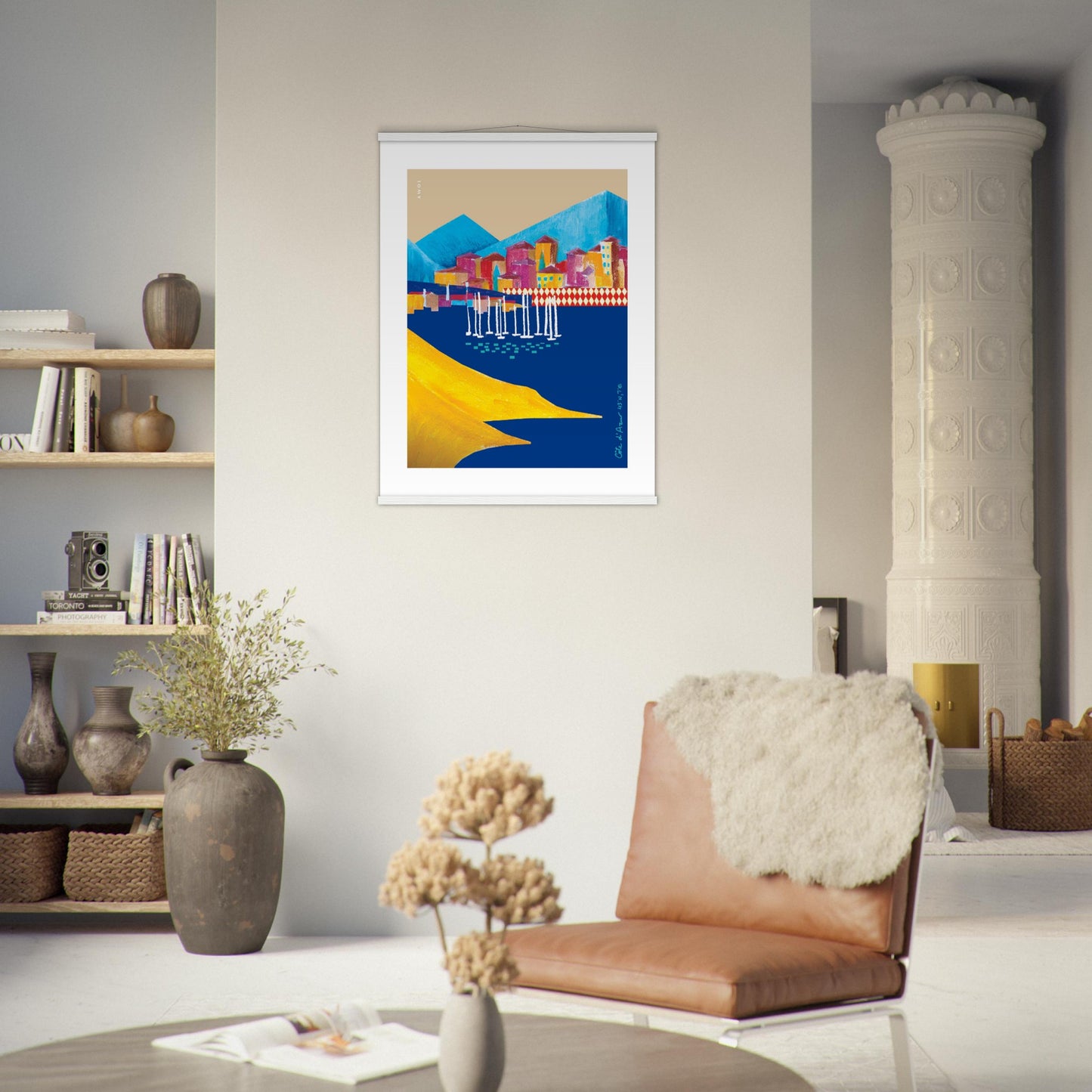 Colourful Villas On the Mediterranean Sea, Travel Poster With Hanger