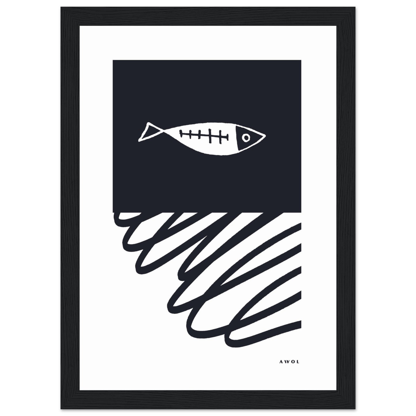 Minimalist Wall Decor, Scandinavian Wall Art With Fish: Framed Art Print