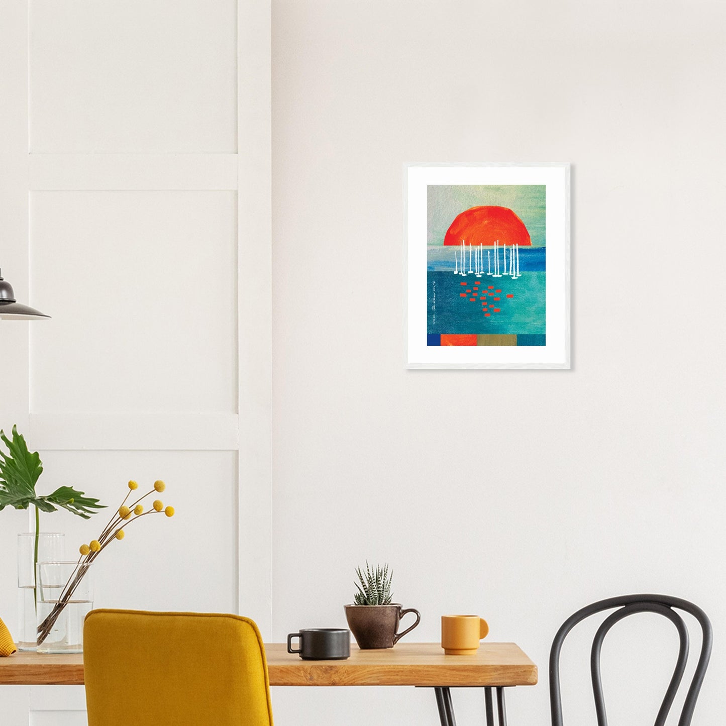 Sunrise Over The Sea, Colourful Seaside Landscape Artwork: Framed Print