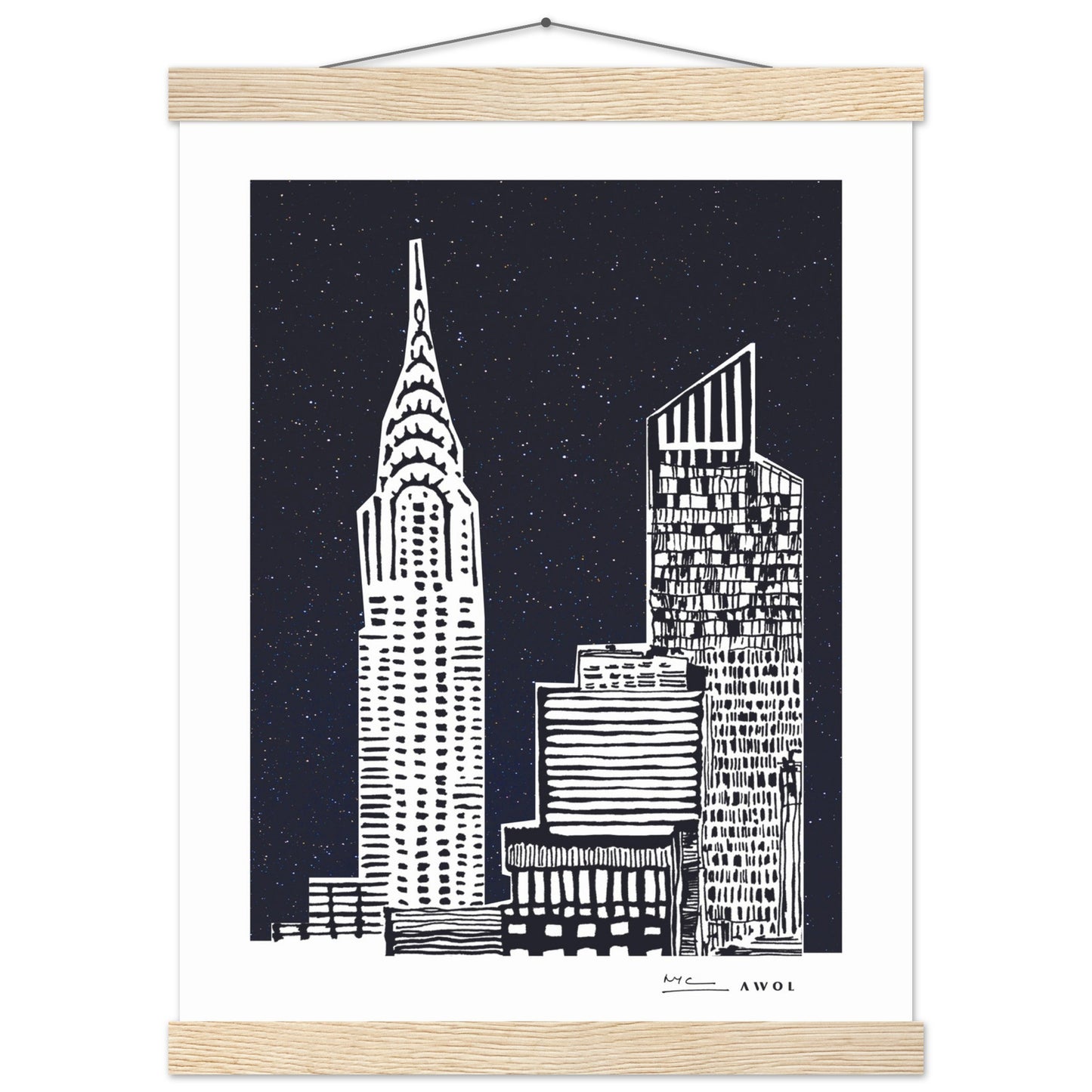 New York City At Night, Manhattan Abstraction: Poster with Hanger
