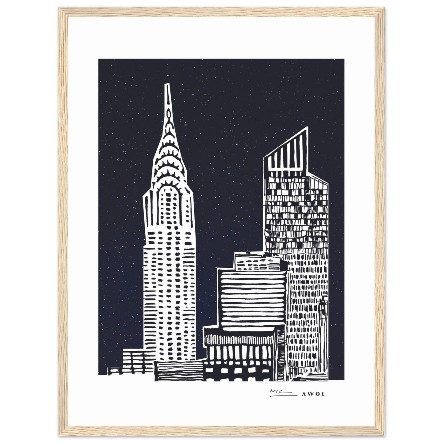 New York City At Night, Manhattan Abstraction: Framed Art Print