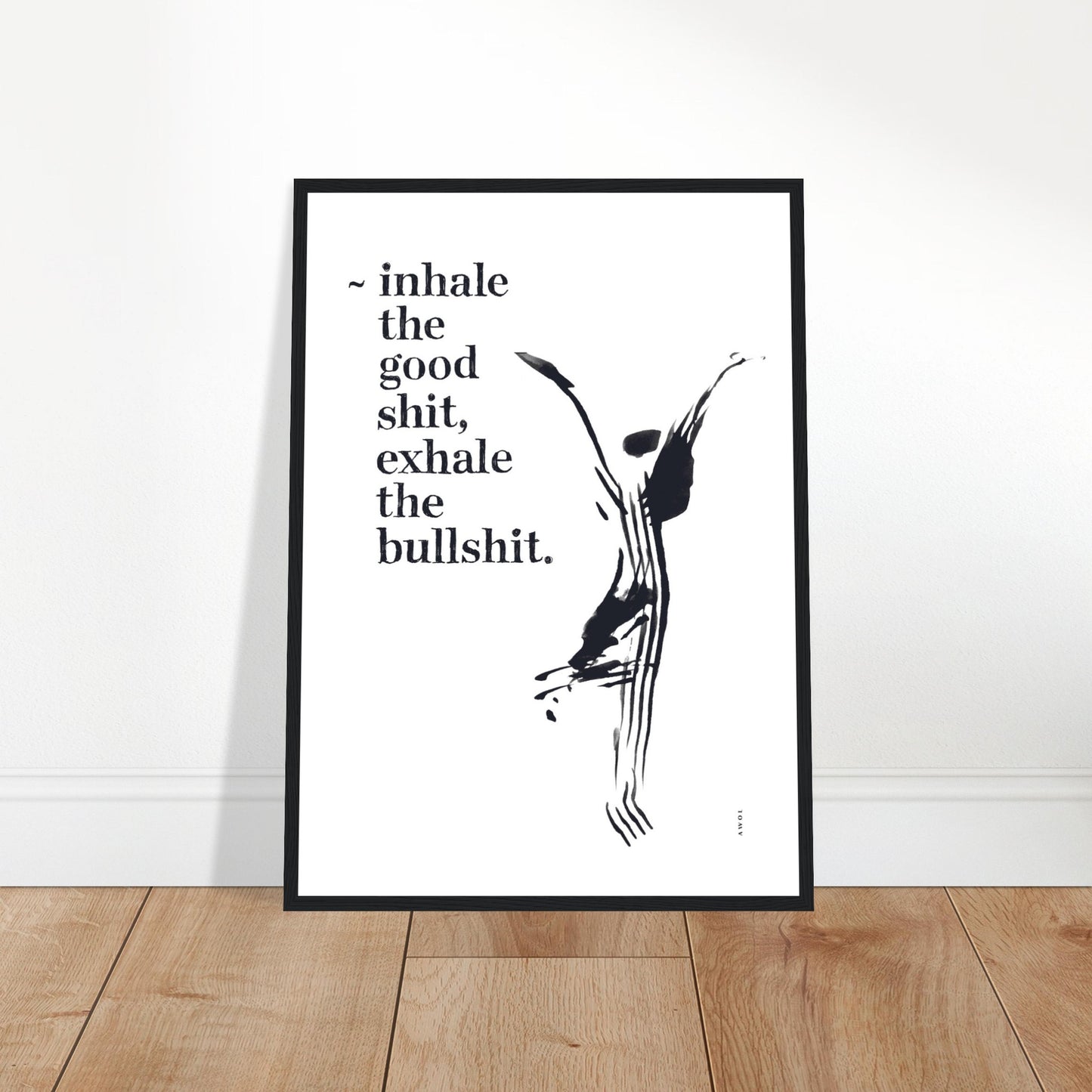 Funny Zen Quote, Exhale The Bullshit, Yoga Wall Art: Framed Art Print