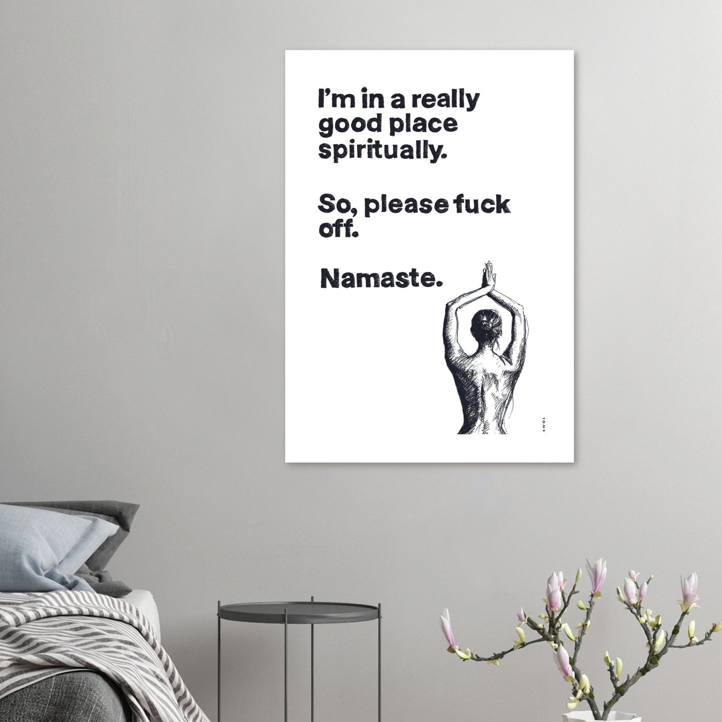 I'm In a Good Place, Please Fuck Off: Yoga Art From India And Bali, Aluminum Art Print