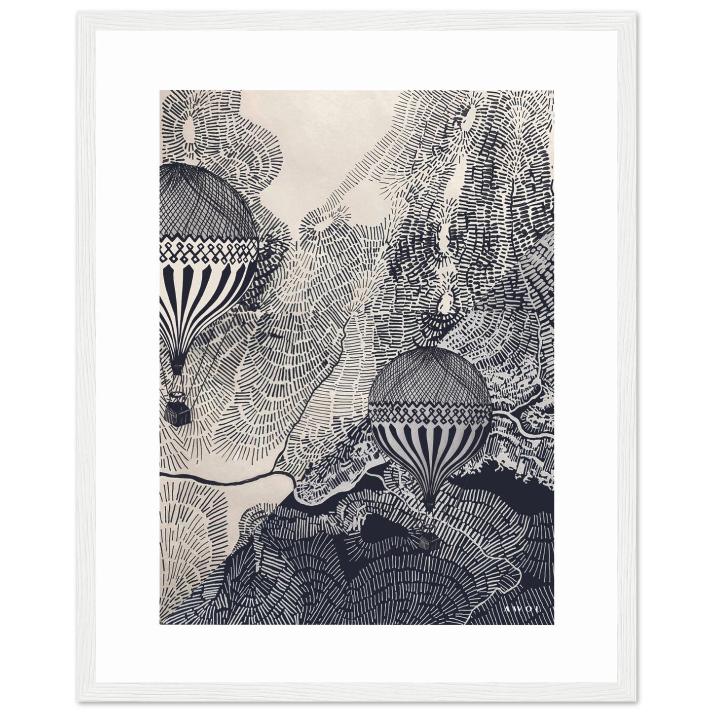 Dreaming Big: Hot Air Balloon Travel In The Sky, Framed Art Print
