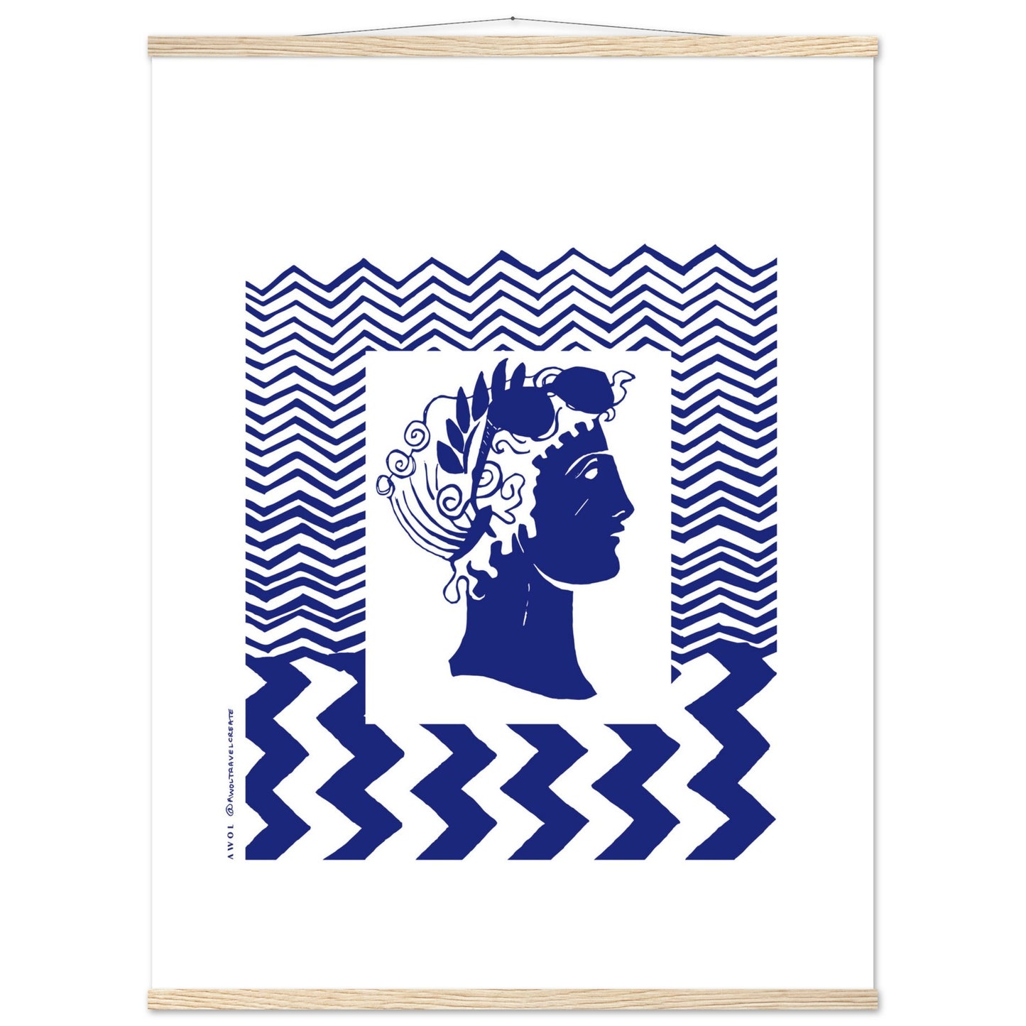 Beach Travel Art Print: Blue Abstract Portrait Poster with Hanger - Creations Awol