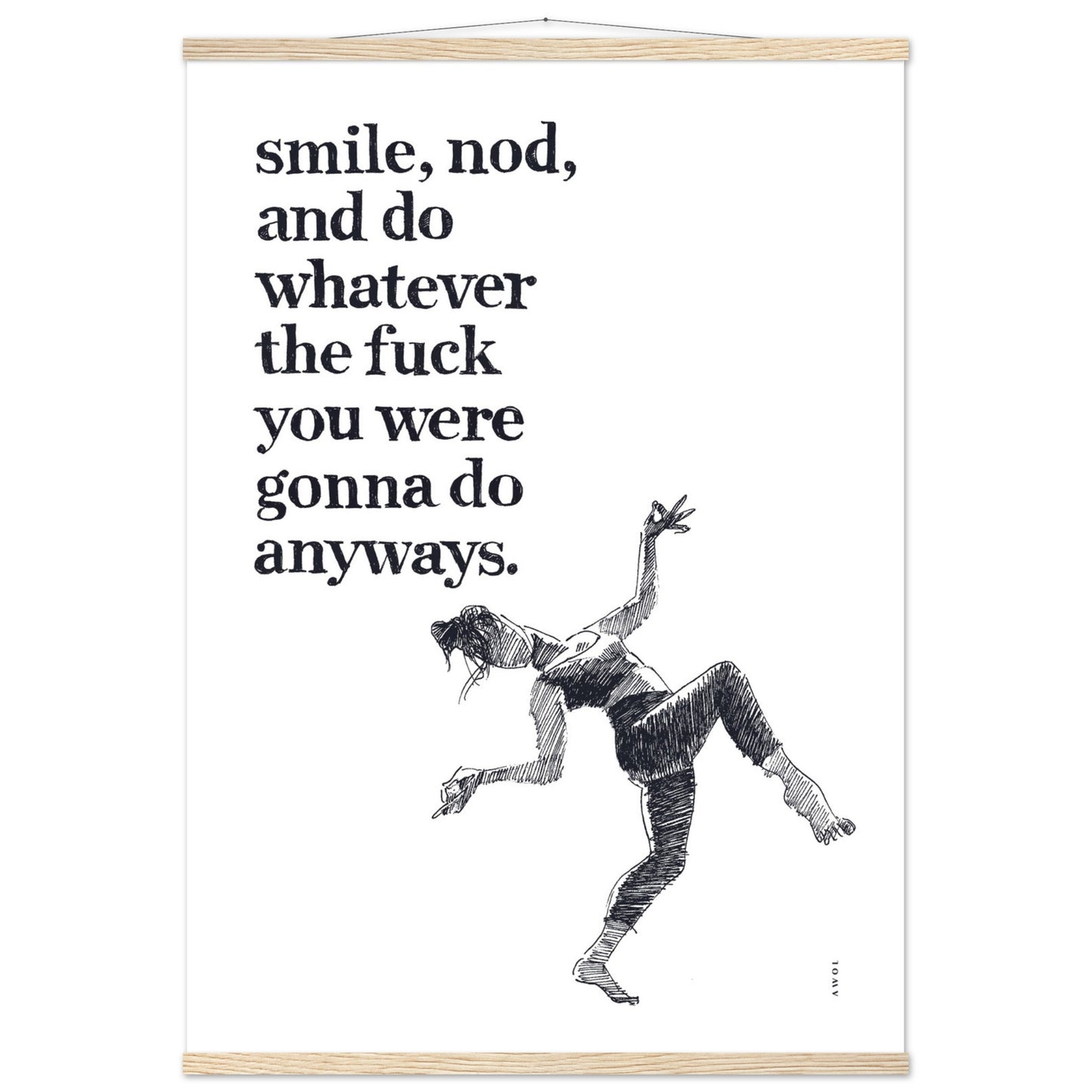 Smile And Nod, Modern Zen Art Print: Poster with Hanger