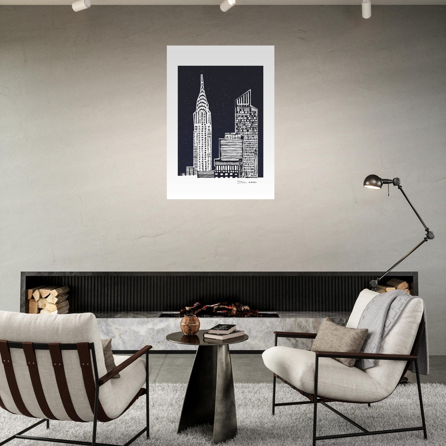 New York City At Night, Manhattan Abstraction: Aluminum Art Print