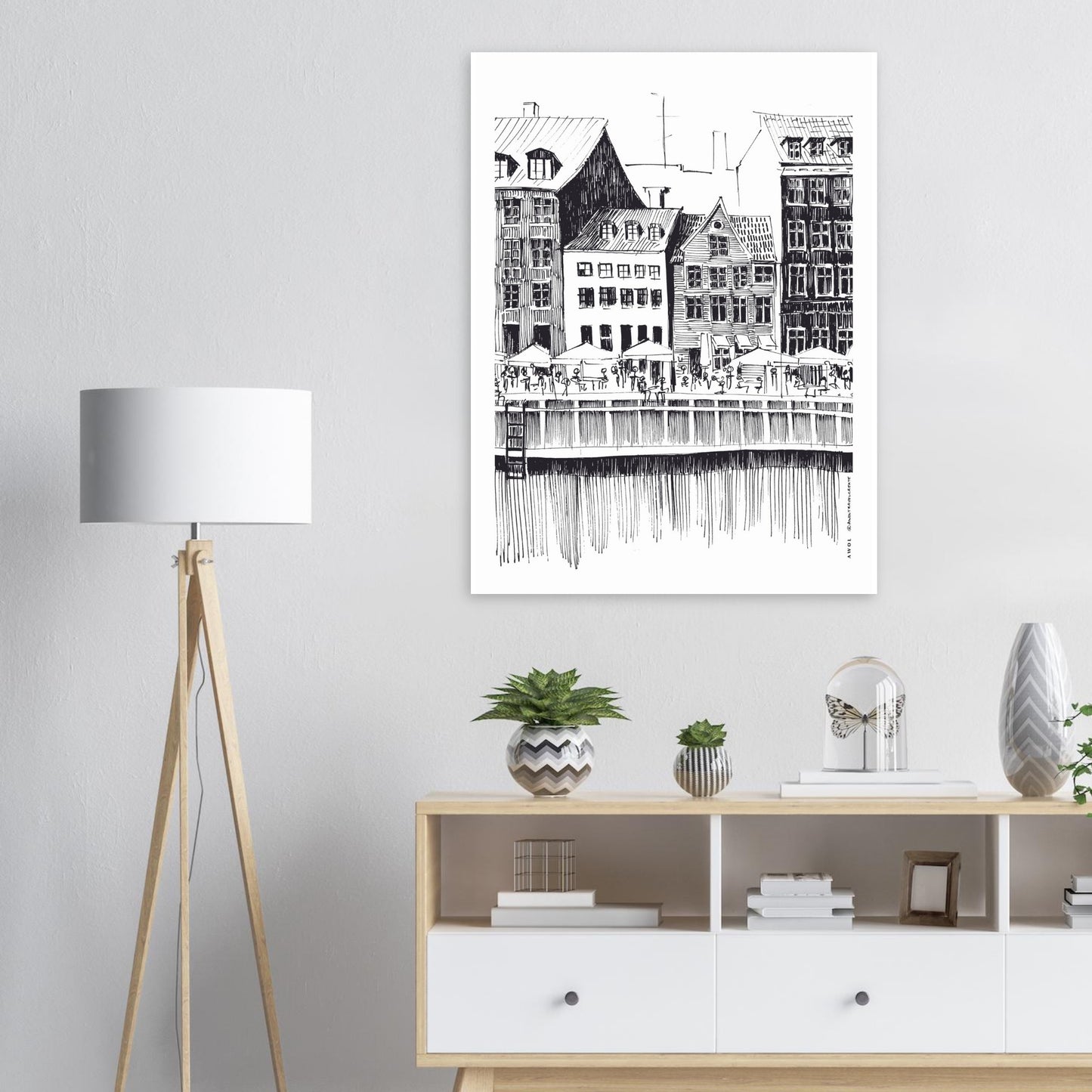 Saturday Afternoon By Nyhavn Canal In Copenhagen, Denmark: Premium Matte Paper Art Print