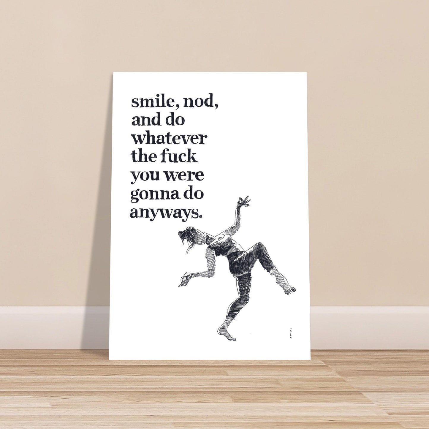 Smile And Nod, Modern Zen Quote: Aluminum Art Print