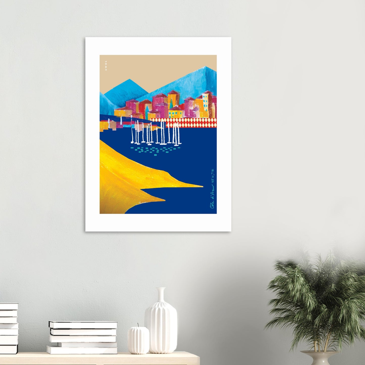 Colourful Seaside Towns And Mountains, Landscape Art, Travel Poster Print