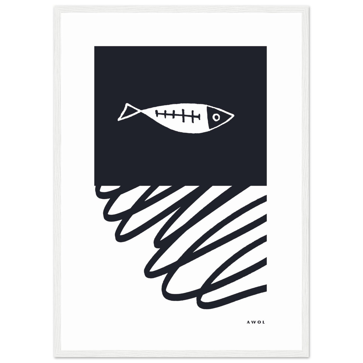 Minimalist Wall Decor, Scandinavian Wall Art With Fish: Framed Art Print