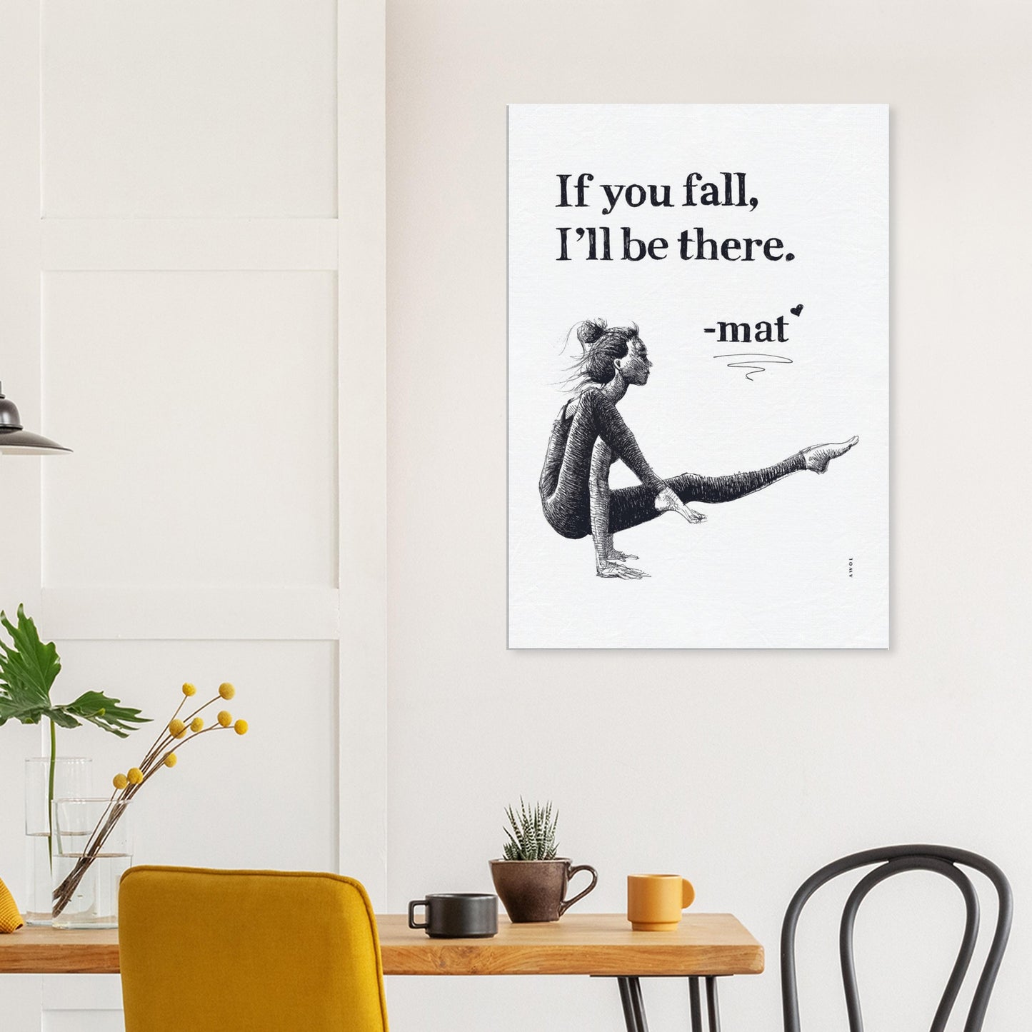 Woman In Yoga Pose On Yoga Mat With Inspirational Quote: Canvas Art Print