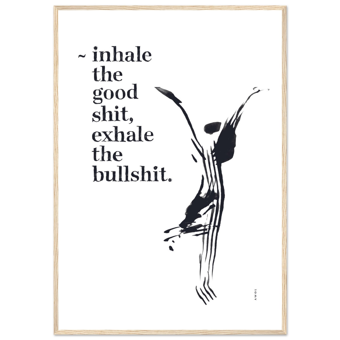 Funny Zen Quote, Exhale The Bullshit, Yoga Wall Art: Framed Art Print
