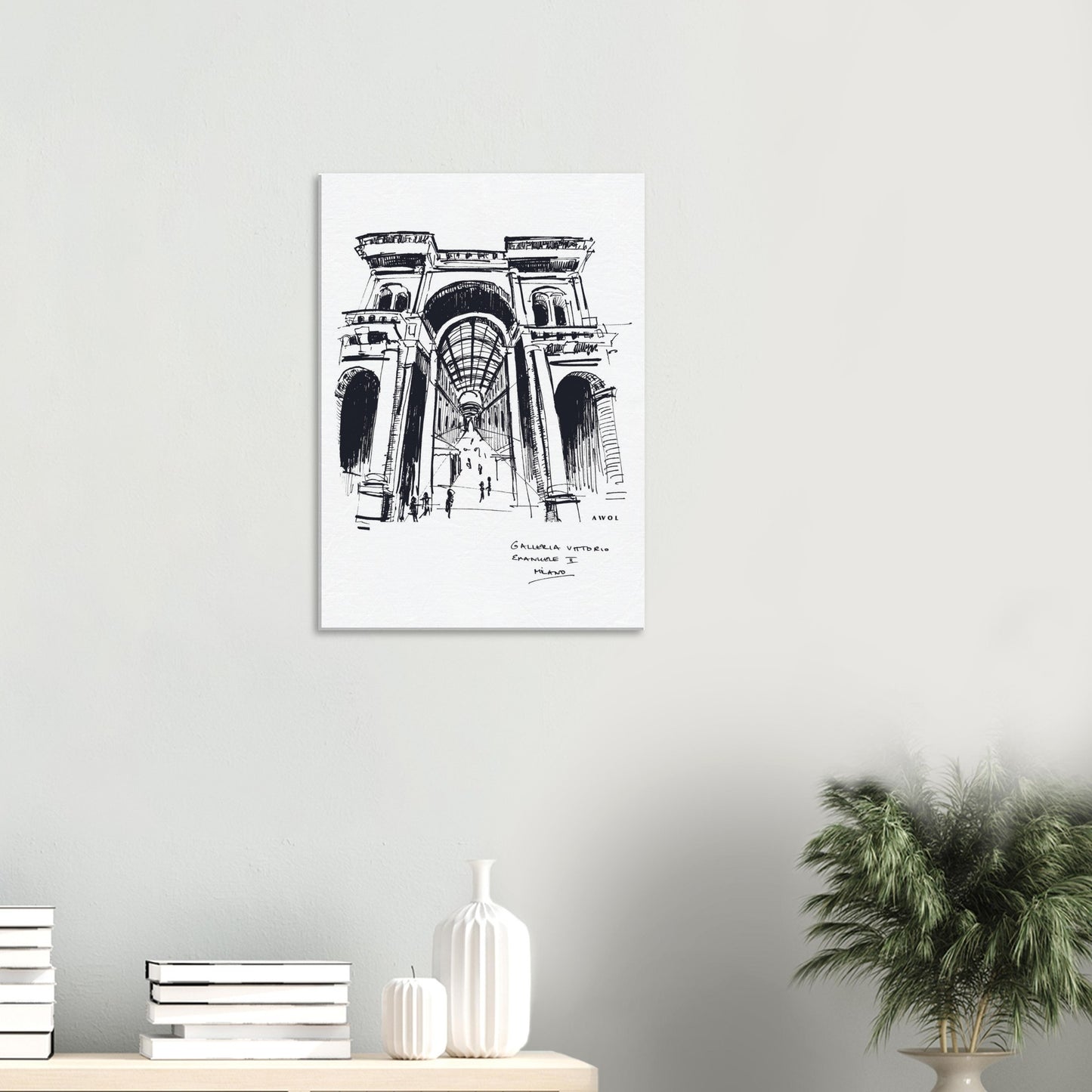 Milan City Elegance, Luxury Shopping Landmark Art: Canvas Print