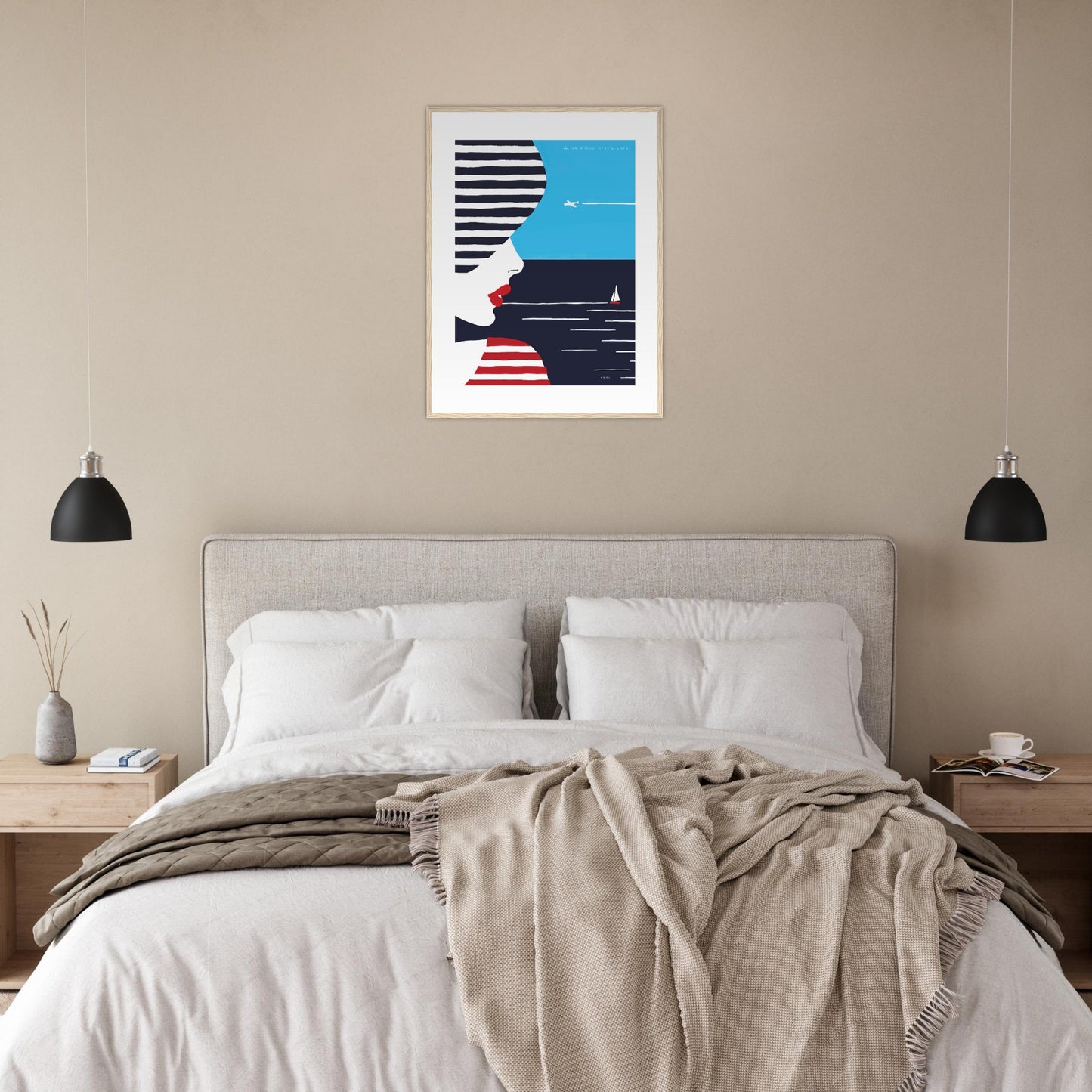 Portrait Of A Woman Looking At The Sea In The South Of France: Slow Living: Classic Matte Paper Wooden Framed Art Print
