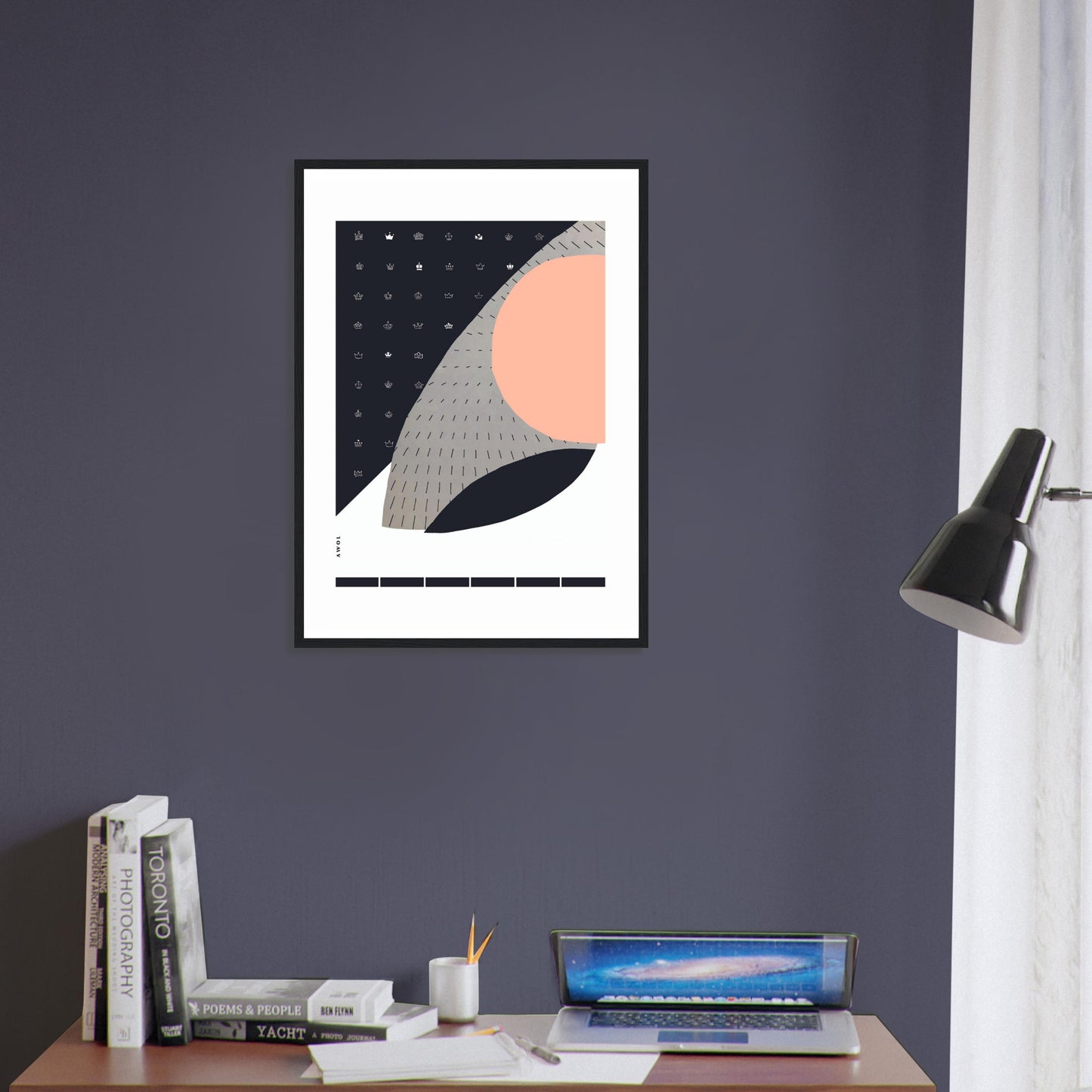 Minimalist Wall Art, Scandinavian Art Print With Abstract Graphic Shapes: Framed Art Print