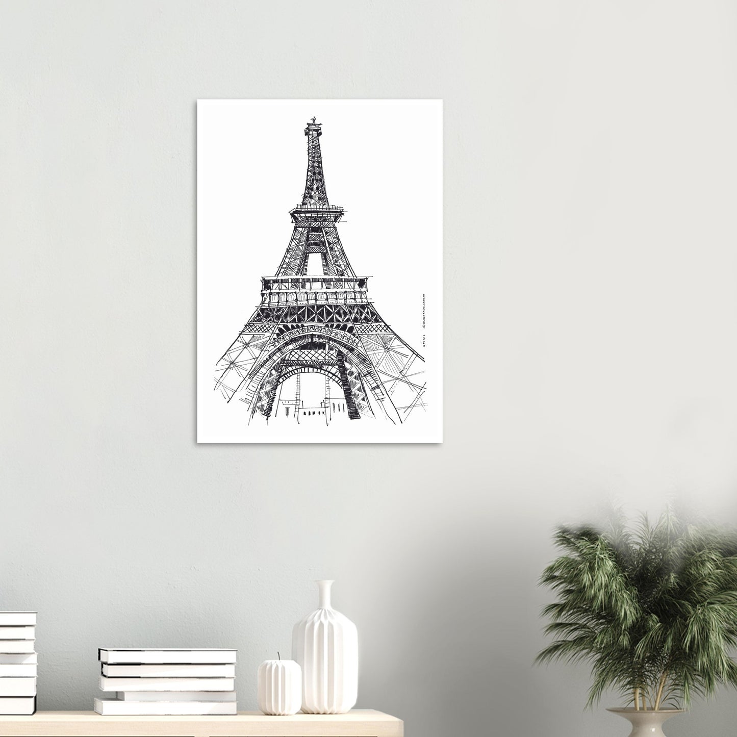 Paris Wall Art, Eiffel Tower In Black And White Art Print: France Travel Poster