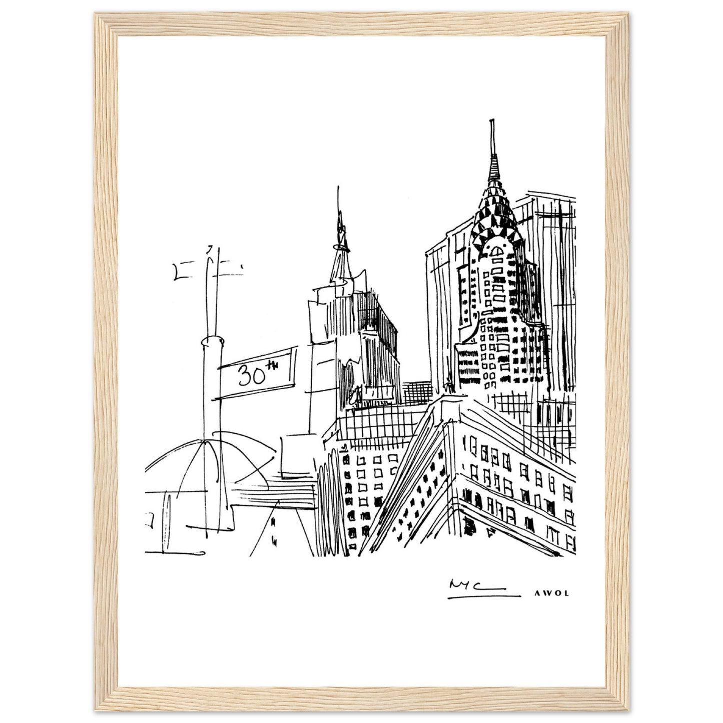 New York City Skyline Art, Iconic Skyscrapers: Framed Art Print
