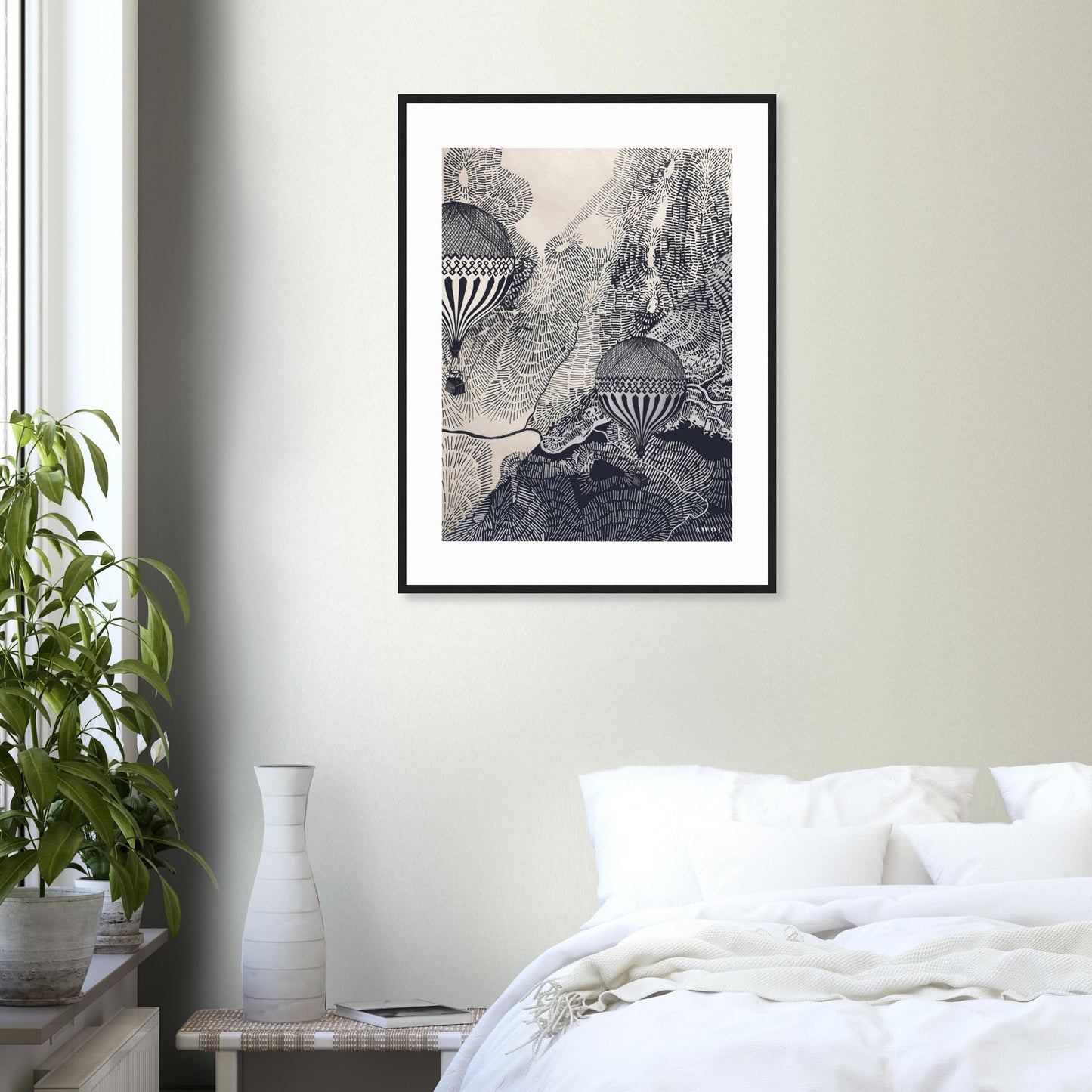 Dreaming Big: Hot Air Balloon Travel In The Sky, Framed Art Print