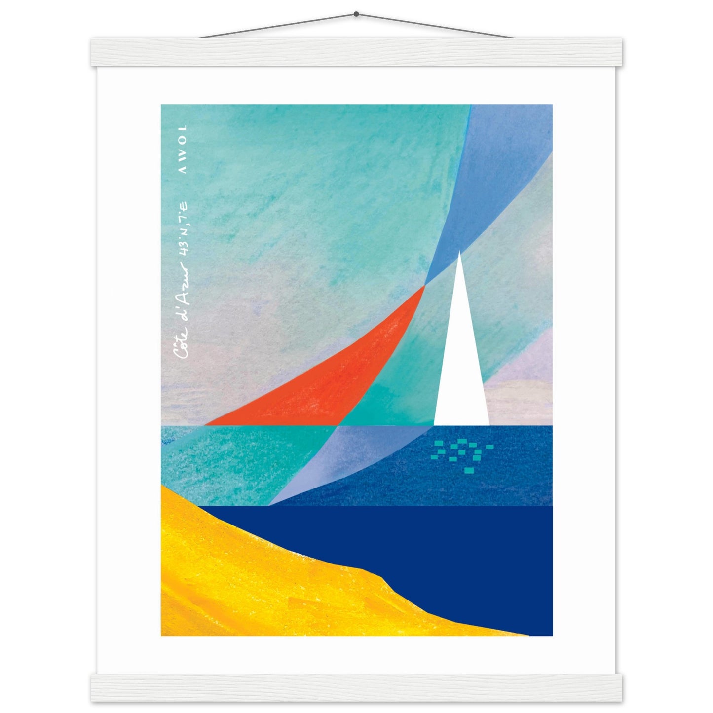 Sailboat On Abstract Sea: Côte d'Azur Poster with Hanger