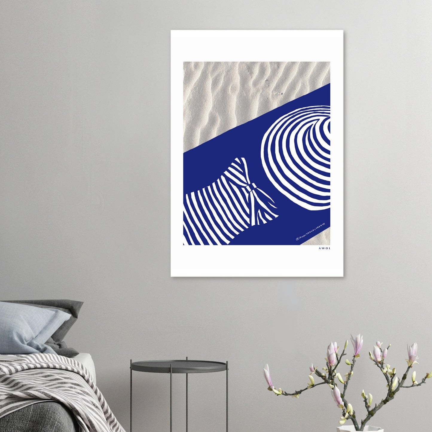 Woman In Oversized Hat And Stripes Sleeping On The Beach: Island Vibes Aluminum Print